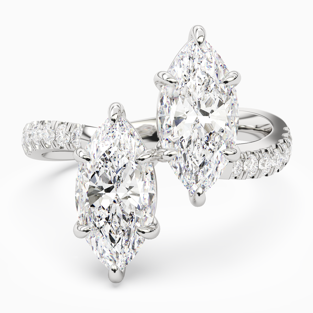 Marquise & Marquise Parallel Pavé Toi Et Moi in 14K White Gold main white