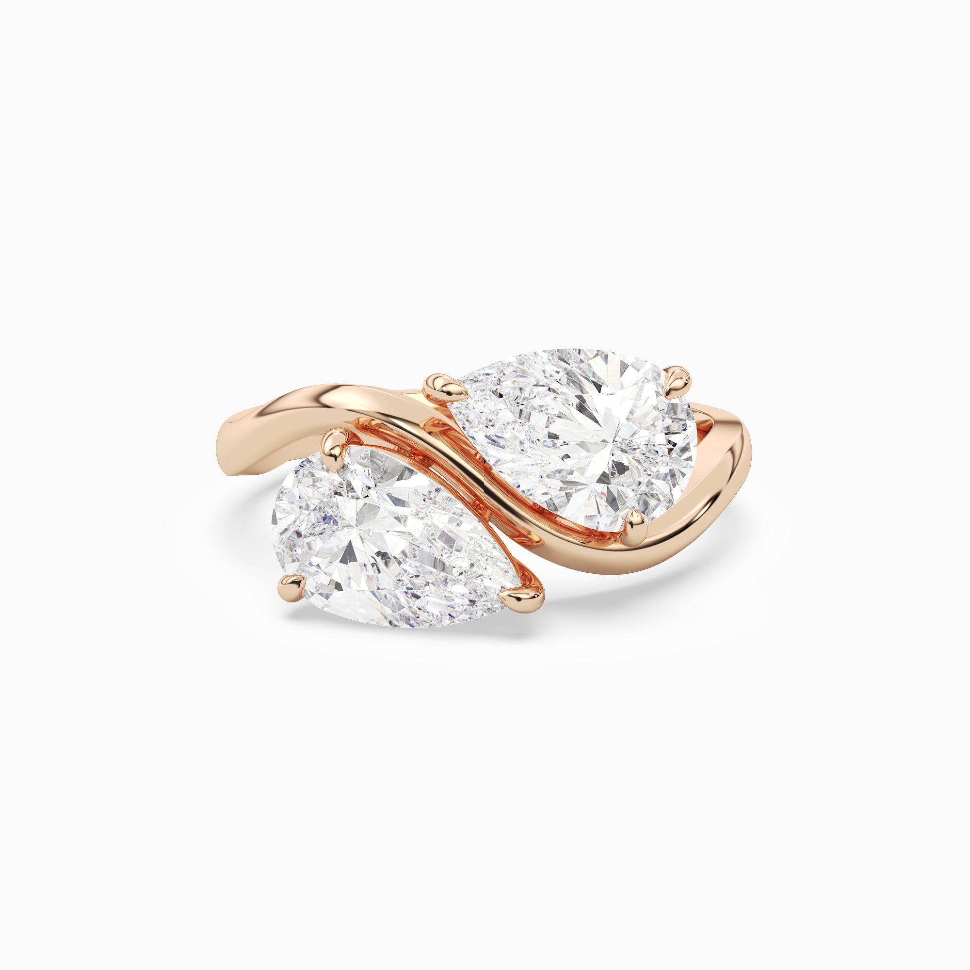 Pear & Pear Crossover Toi Et Moi Plain in 14K Rose Gold main white