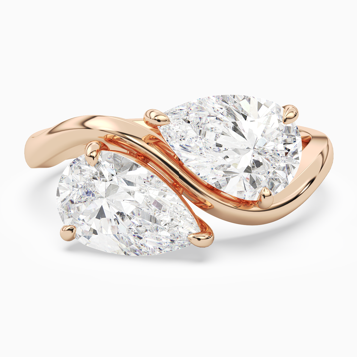 Pear & Pear Crossover Toi Et Moi Plain in 14K Rose Gold main white