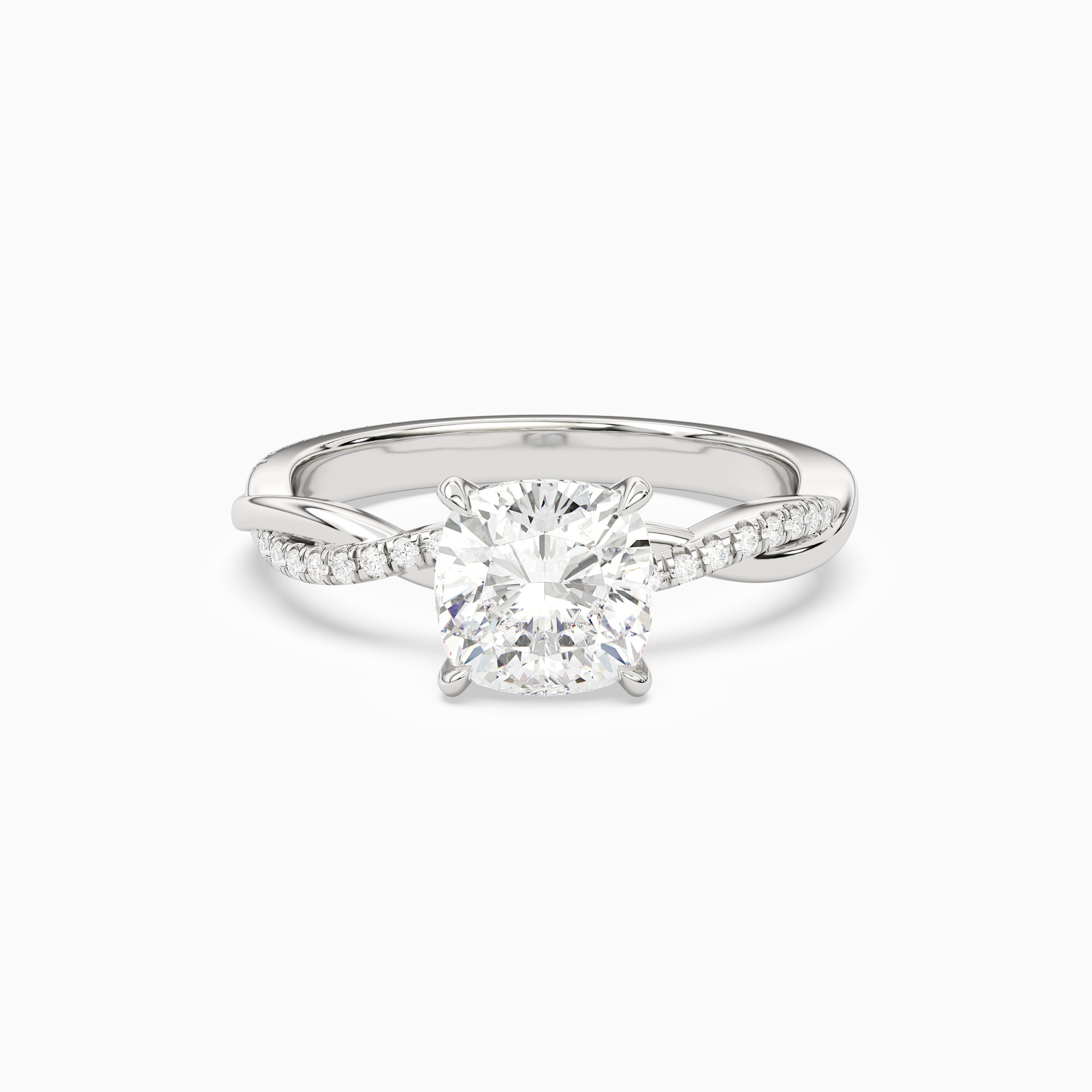 Cushion Twisted Vine Accented in 14K White Gold main white