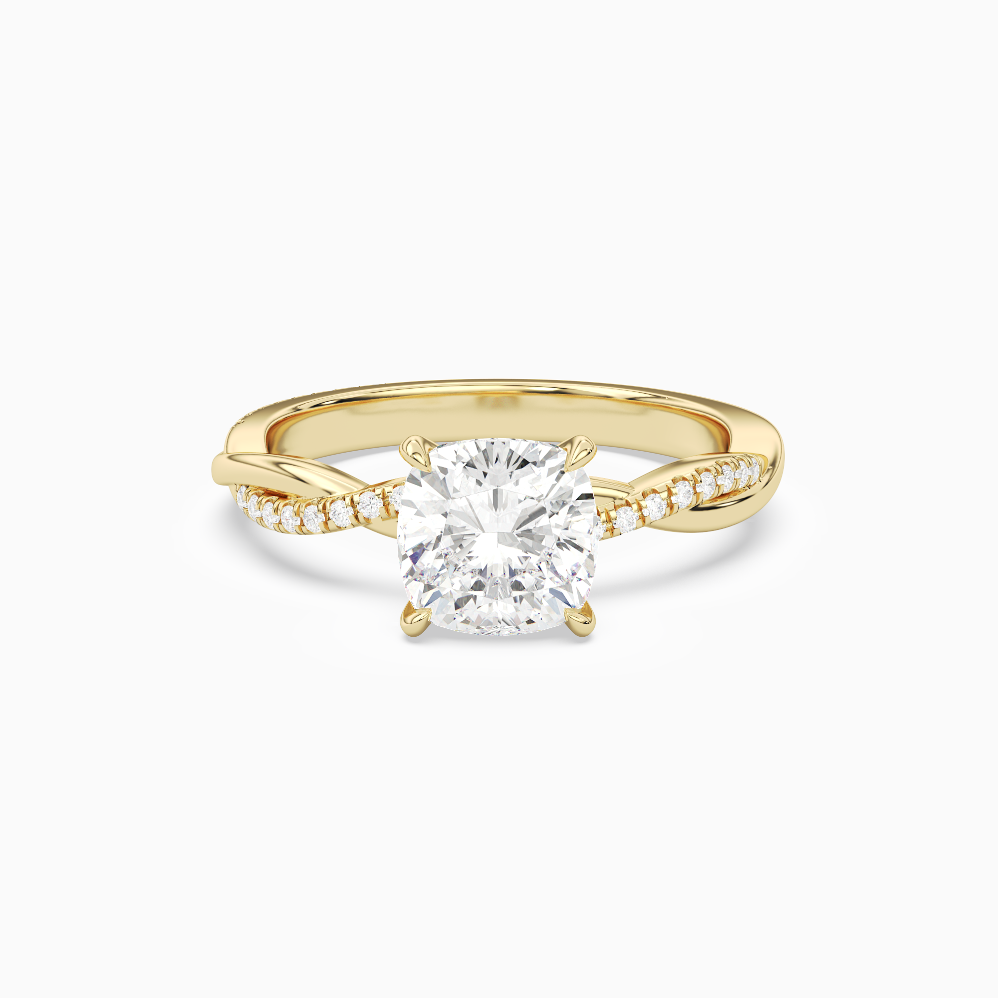 Cushion Twisted Vine Accented in 14K Yellow Gold main white