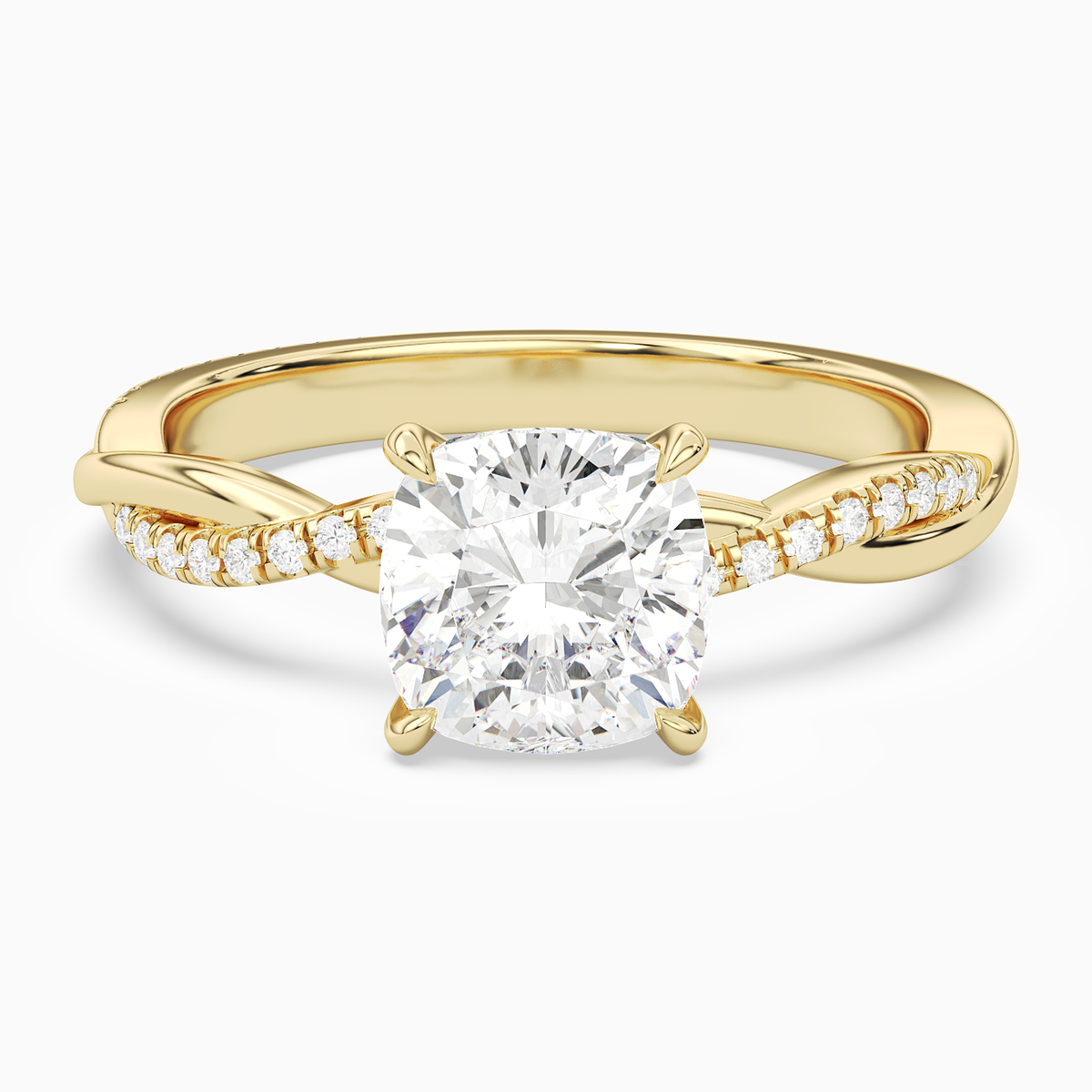 Cushion Twisted Vine Accented in 14K Yellow Gold main white