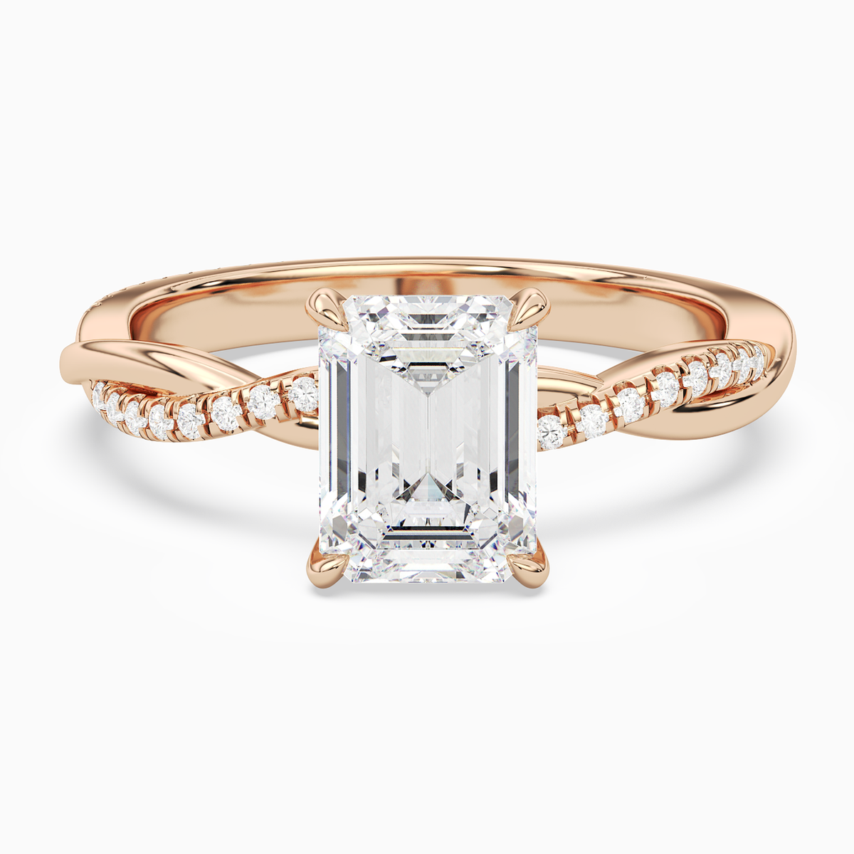 Emerald Twisted Vine Accented in 14K Rose Gold main white