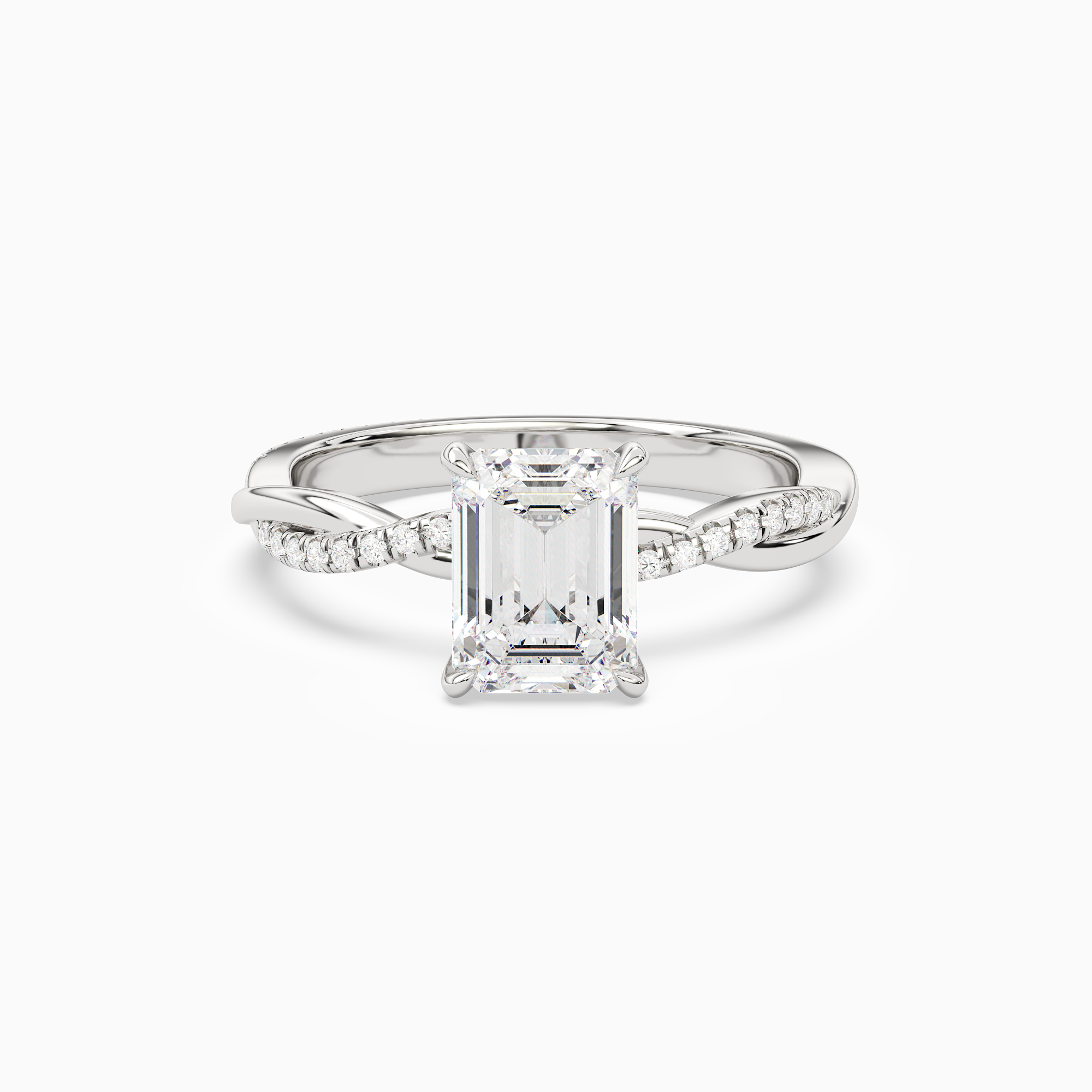 Emerald Twisted Vine Accented in 14K White Gold main white