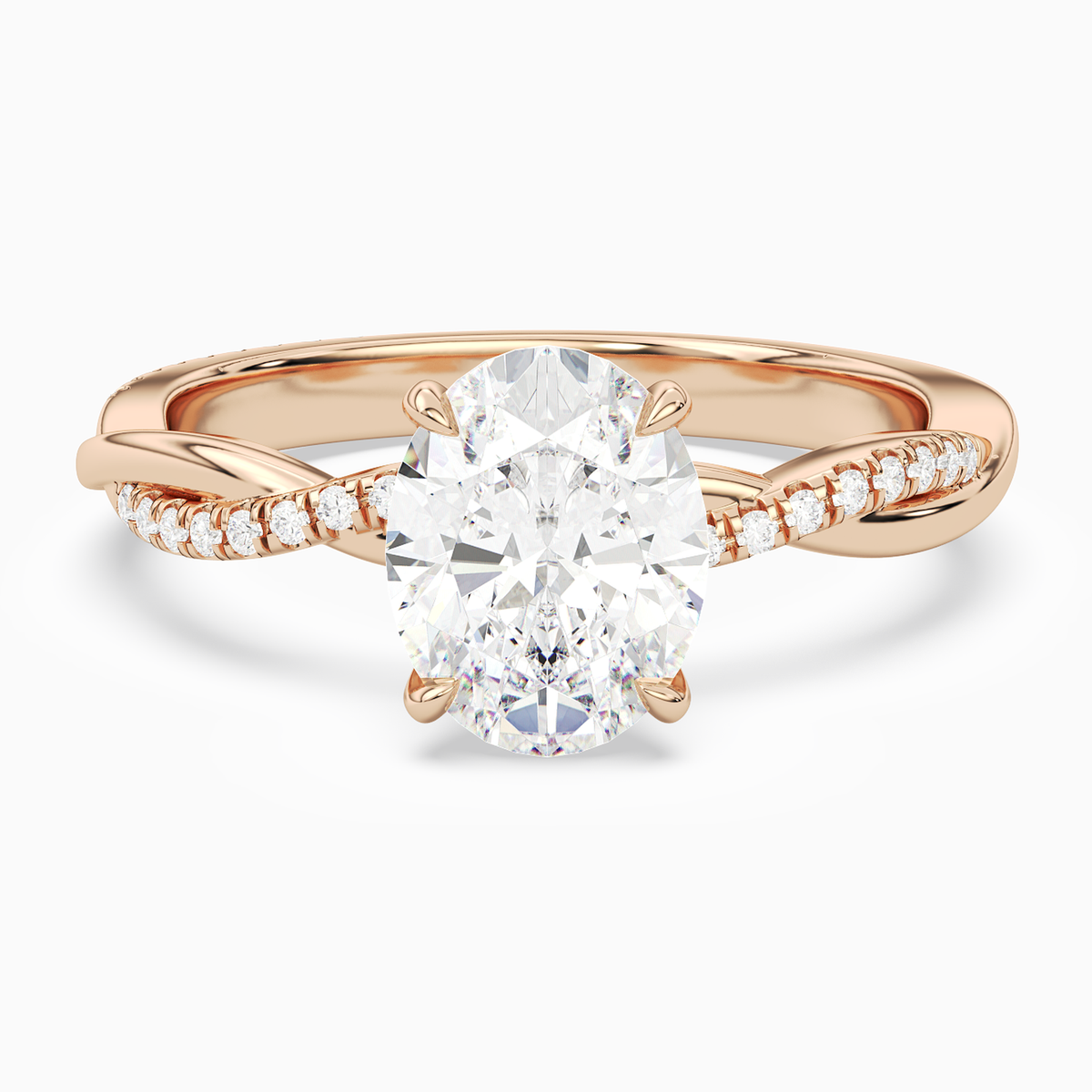 Oval Twisted Vine Accented in 14K Rose Gold main white