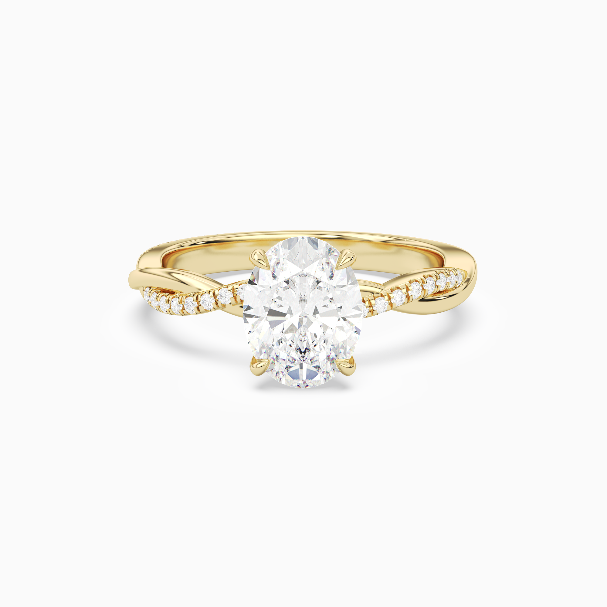 Oval Twisted Vine Accented in 18K Yellow Gold main white