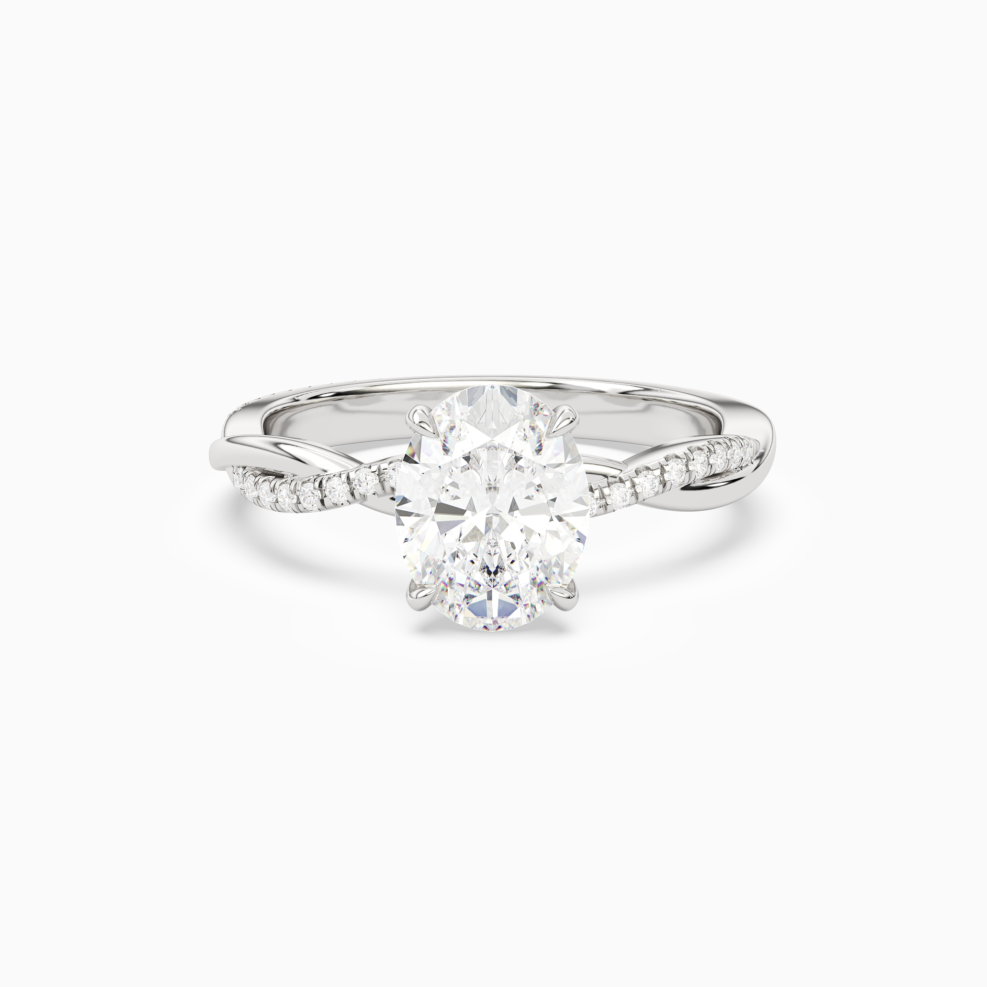 Oval Twisted Vine Accented in Platinum main white