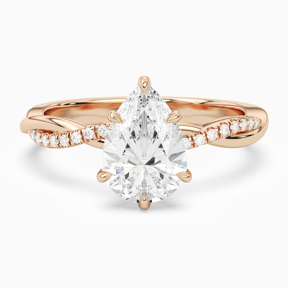 Pear Twisted Vine Accented in 14K Rose Gold main white