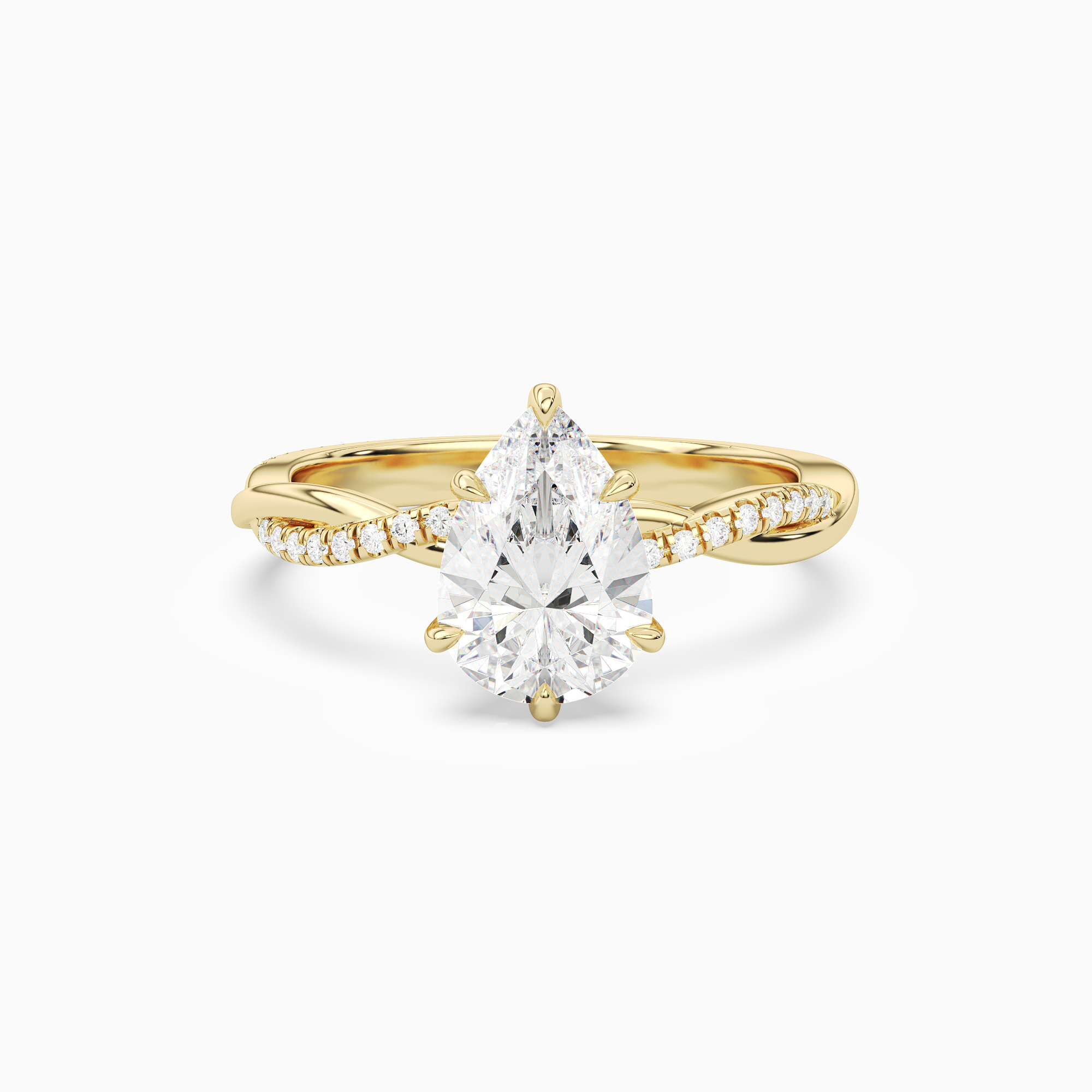 Pear Twisted Vine Accented in 18K Yellow Gold main white