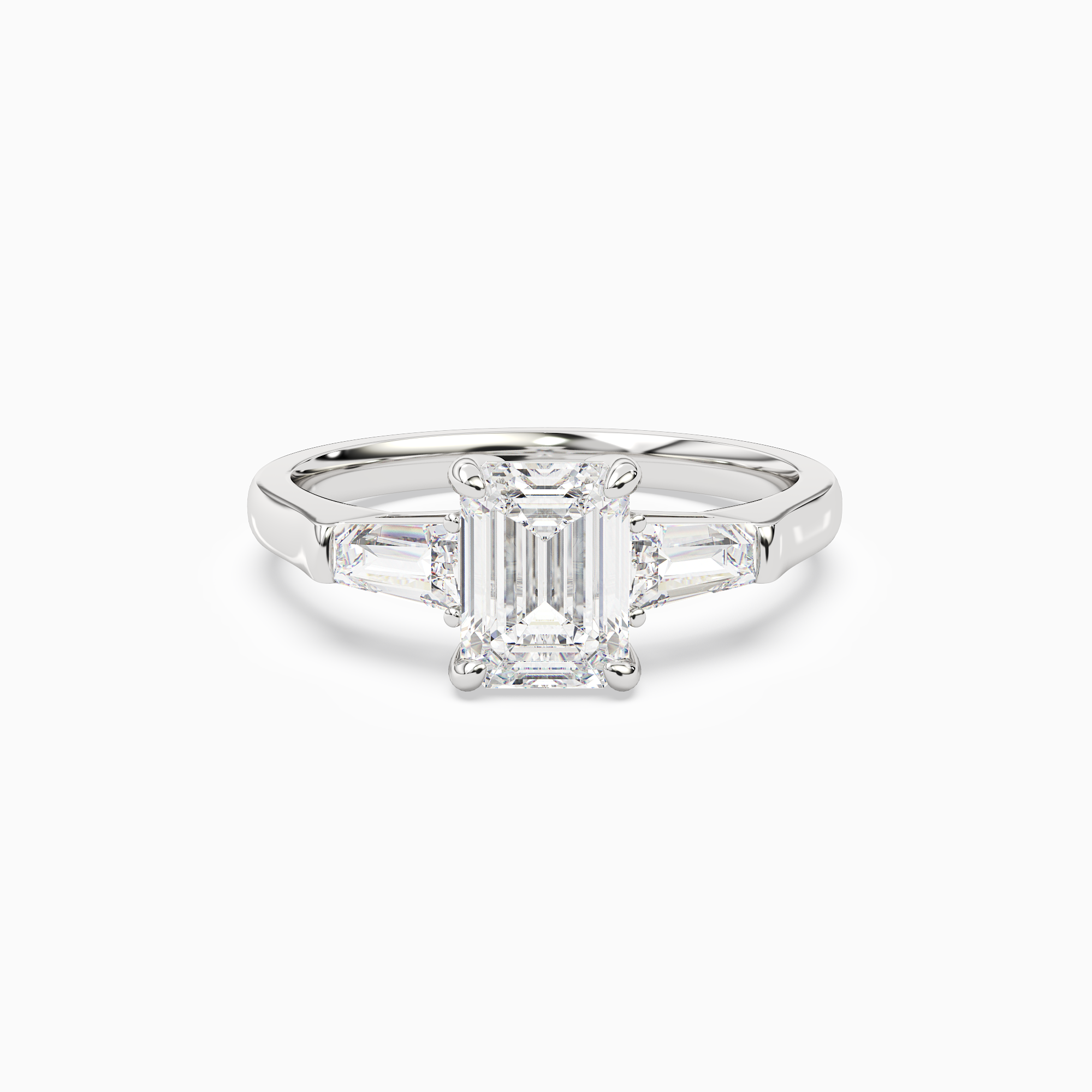 Emerald Baguette Three Stone Large Sides in 18K White Gold main white