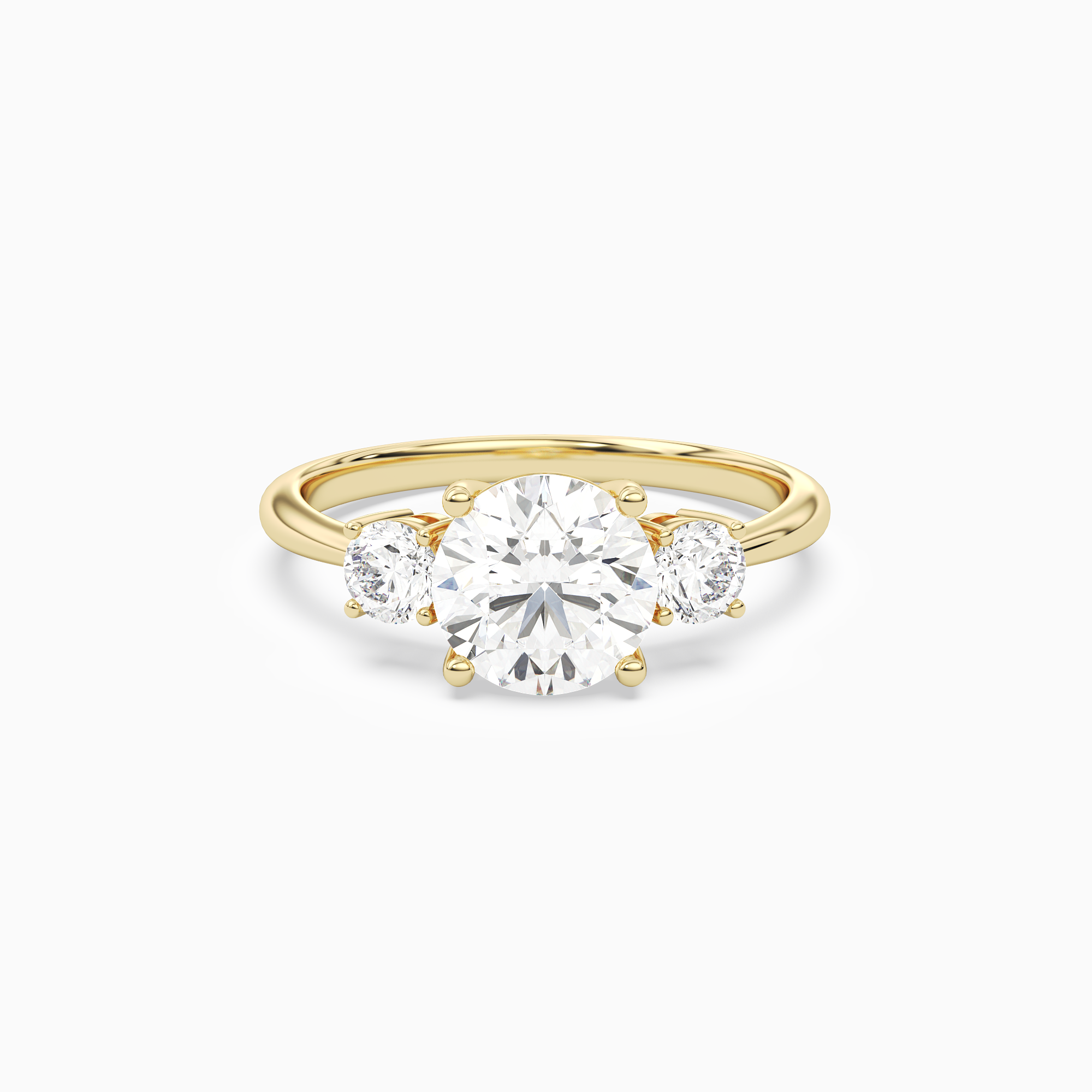 Round Classic Round Three Stone Large Sides in 14K Yellow Gold main white