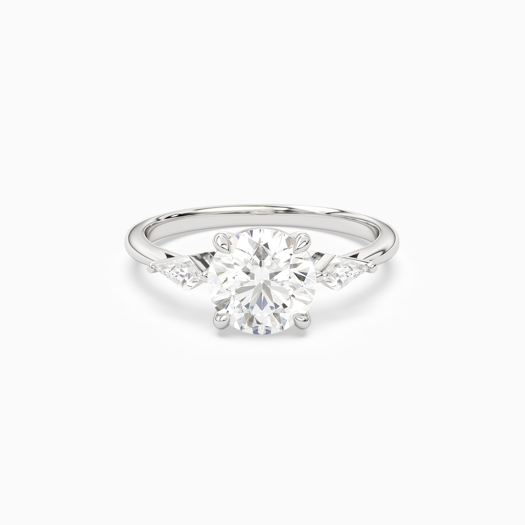 Round Kite Side Three Stone Small Sides in 18K White Gold main white