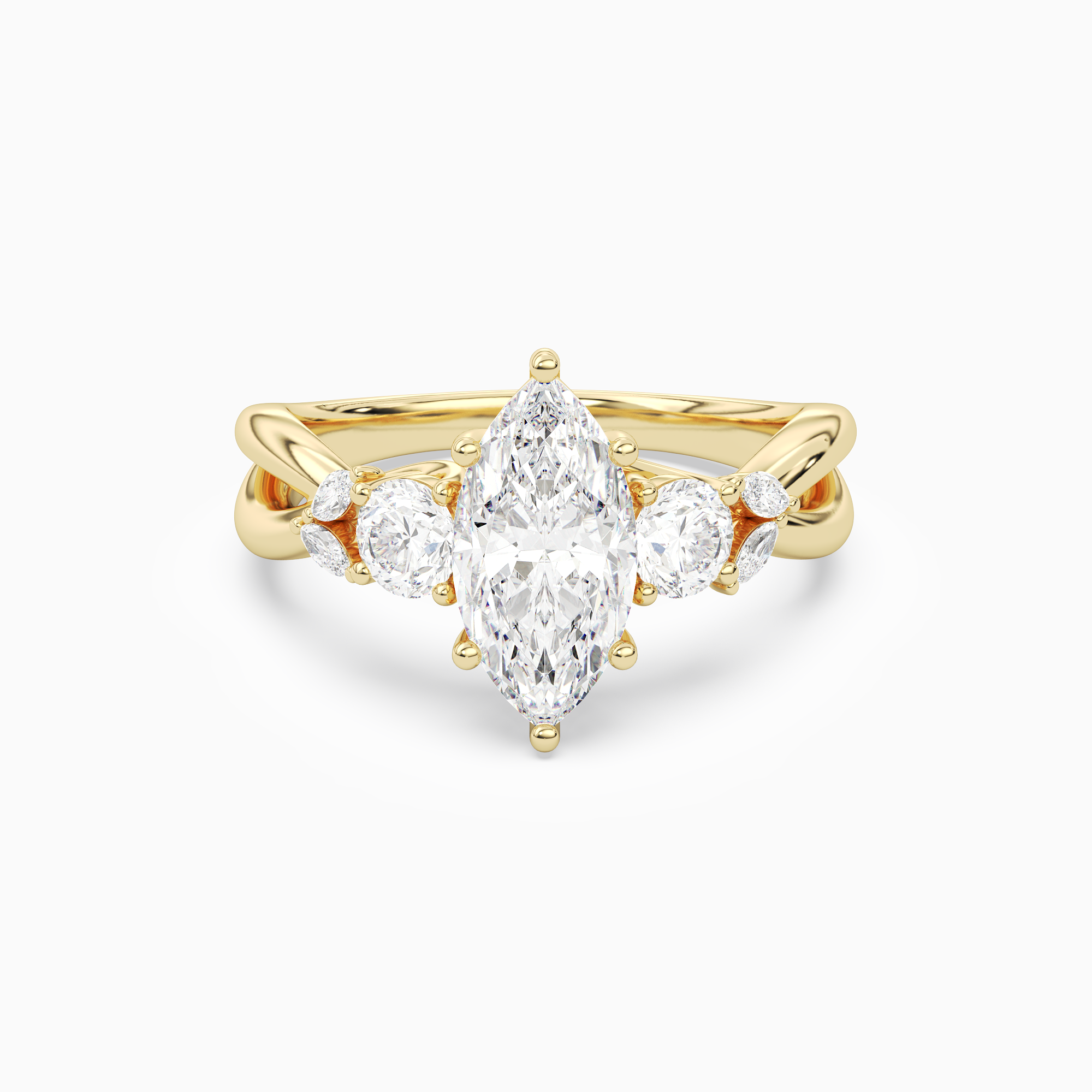 Marquise Willow Composite Three Stone in 18K Yellow Gold main white