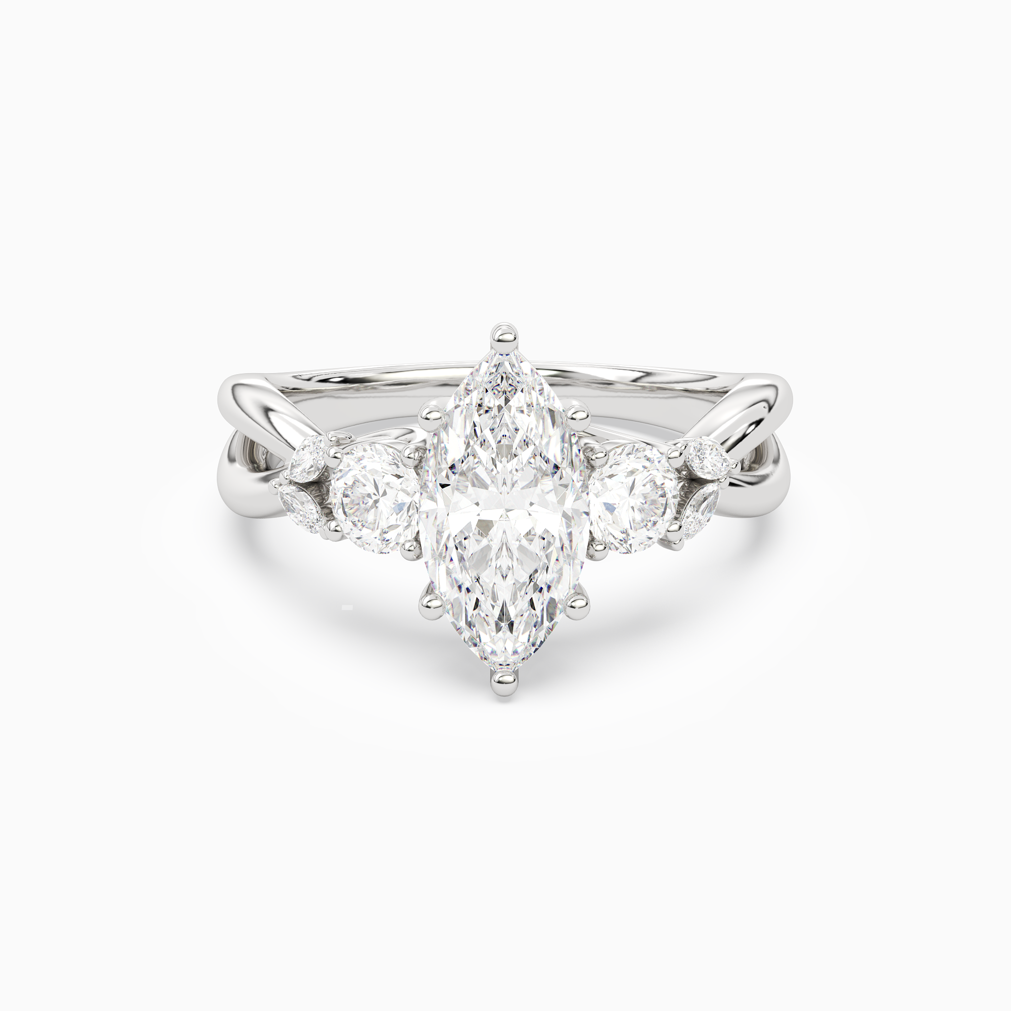 Marquise Willow Composite Three Stone in Platinum main white