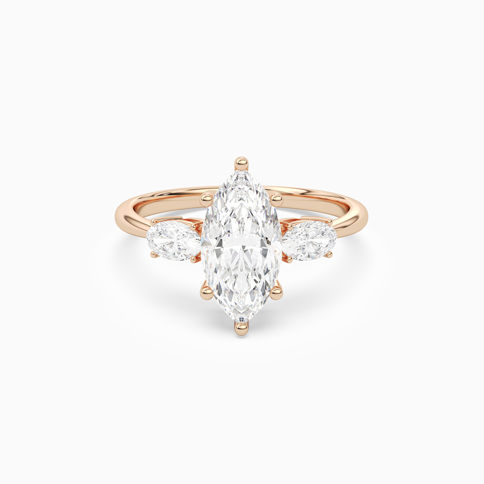 Marquise Classic Three Stone in 14K Rose Gold main white
