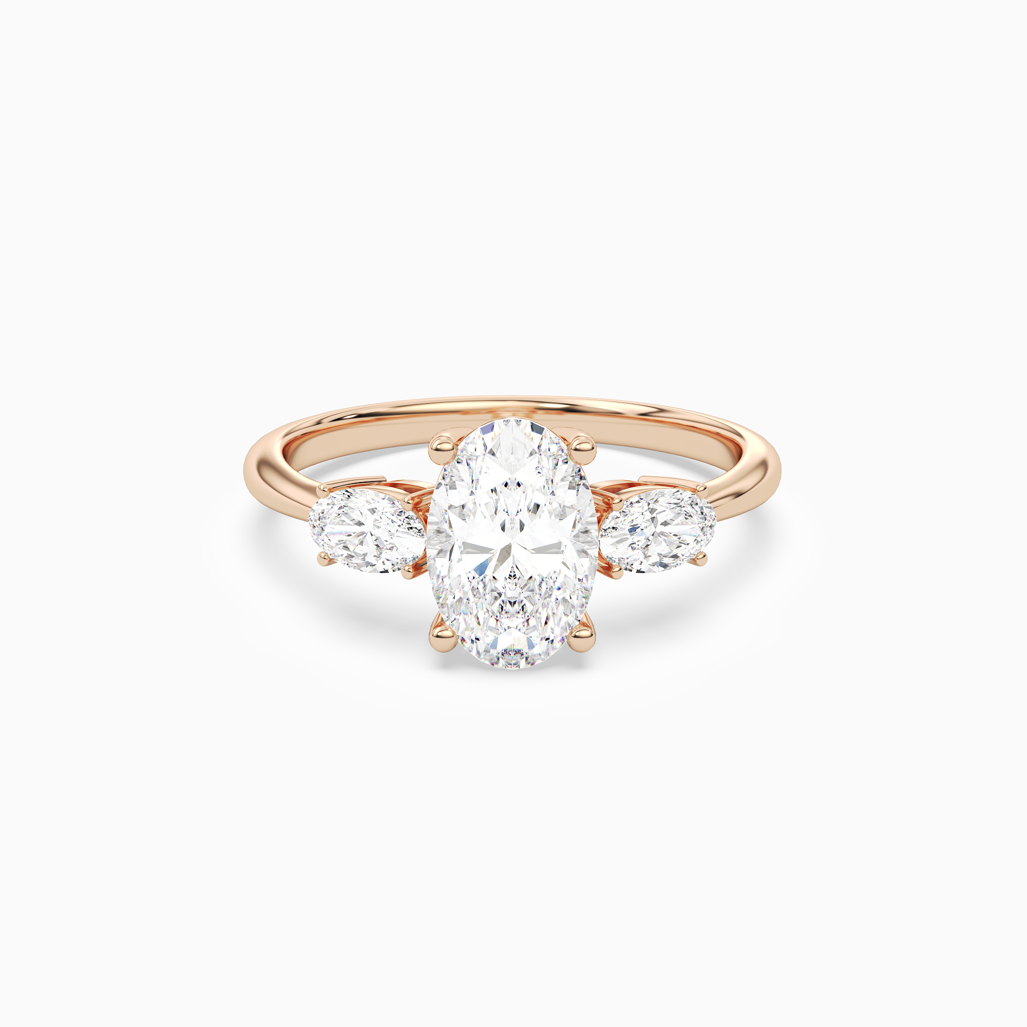 Oval Classic Three Stone in 14K Rose Gold main white