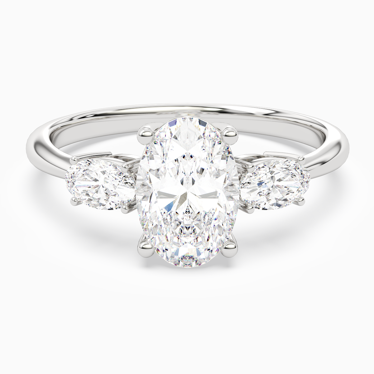 Oval Classic Three Stone in Platinum main white