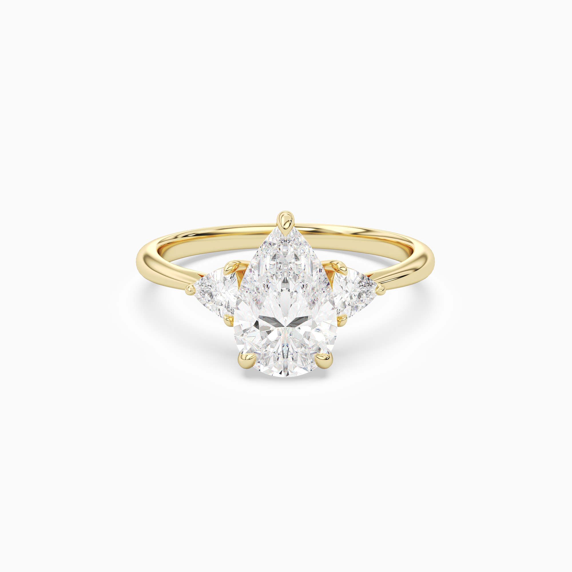 Pear Trillion Three Stone Large Sides in 18K Yellow Gold main white