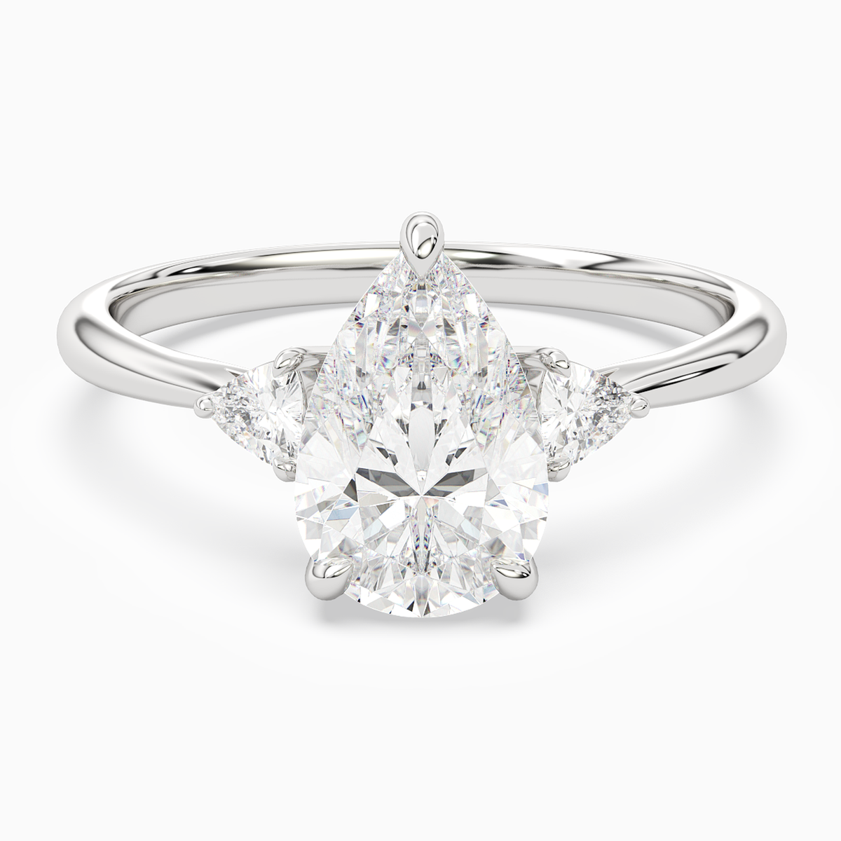 Pear Trillion Three Stone Small Sides in 14K White Gold main white