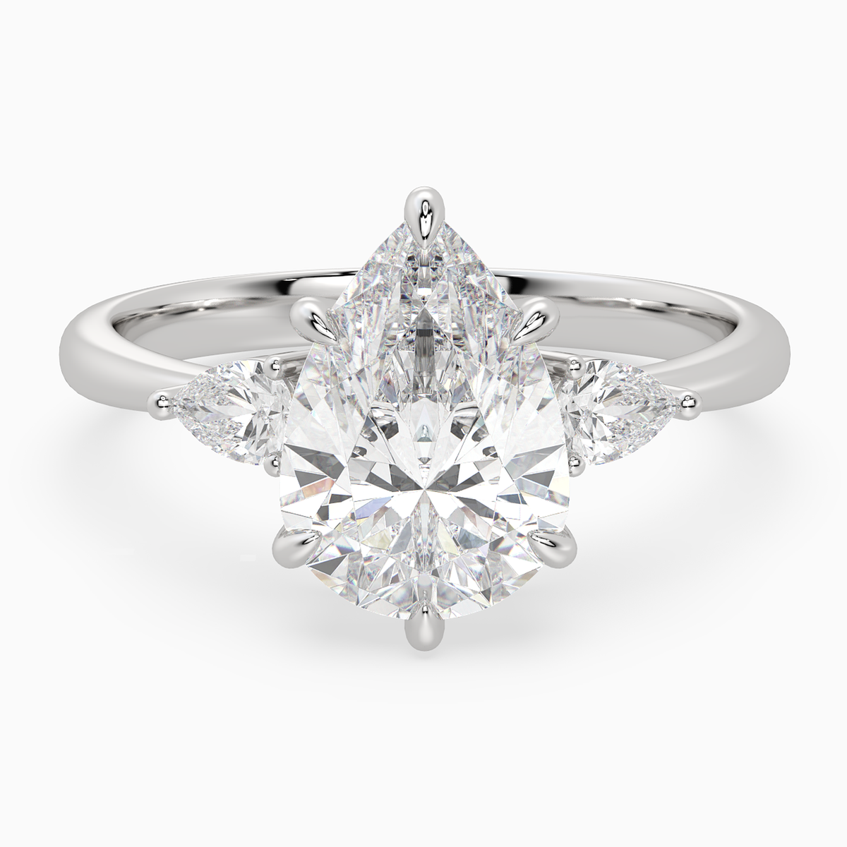 Pear Pear Side Three Stone Classic in 14K White Gold main white