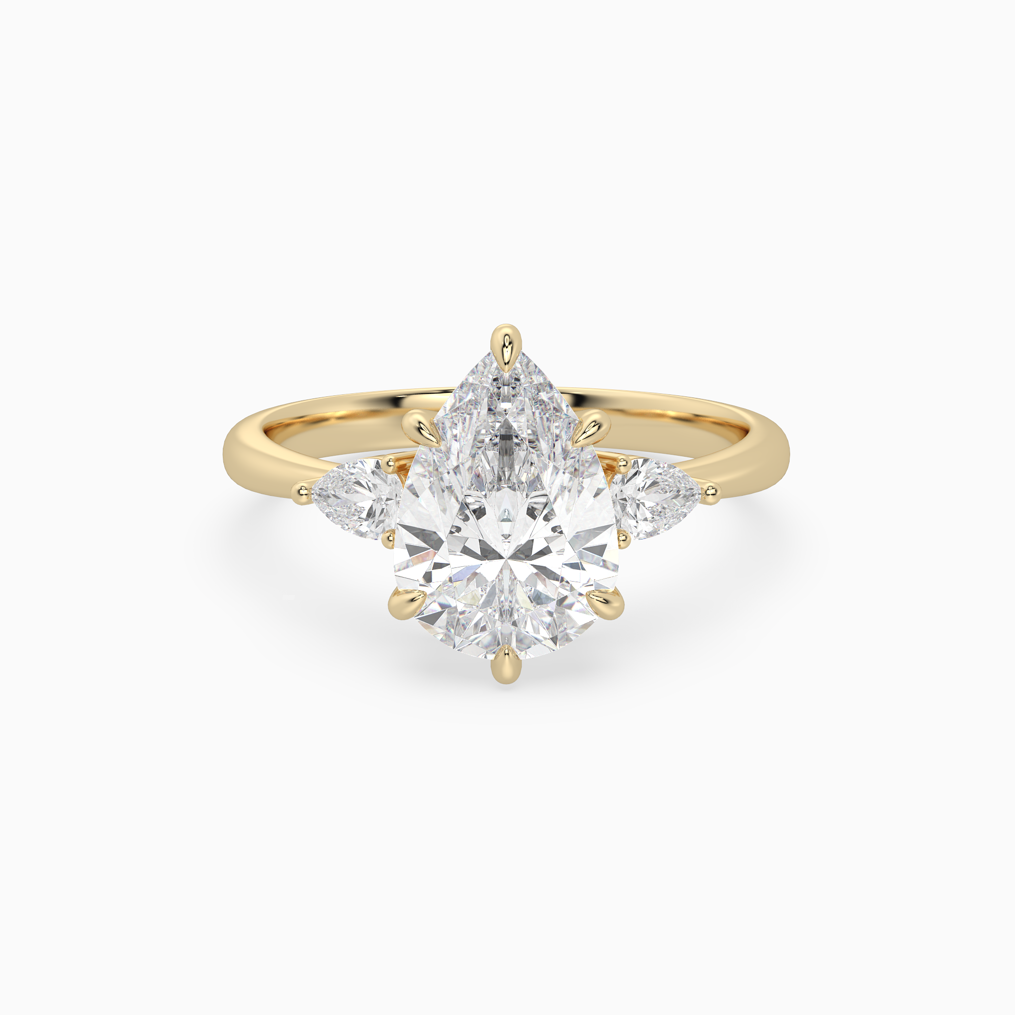Pear Pear Side Three Stone Classic in 18K Yellow Gold main white