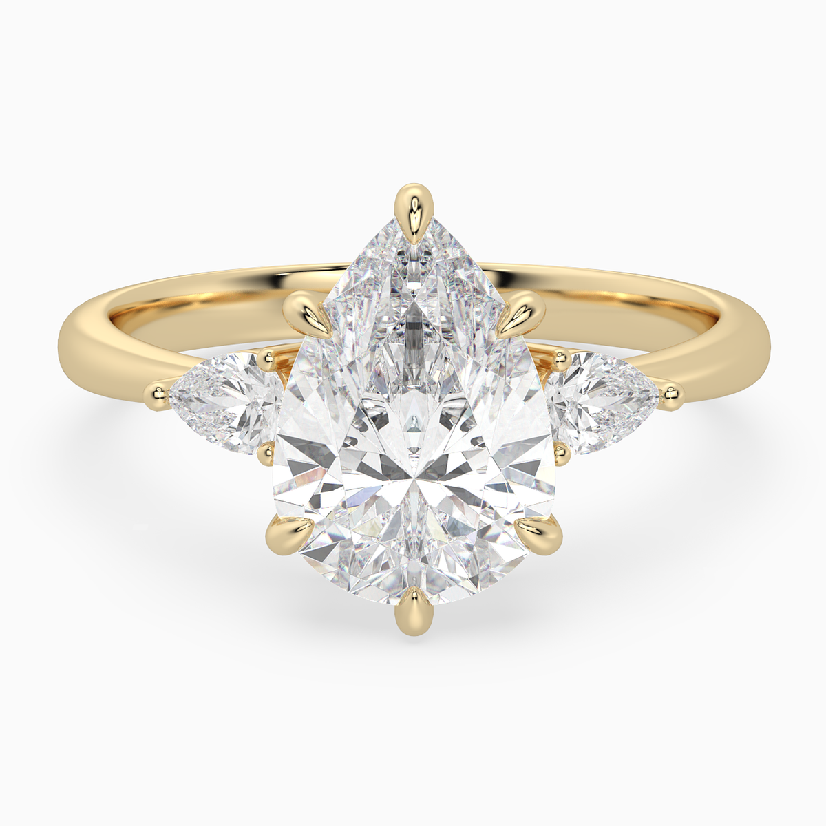 Pear Pear Side Three Stone Classic in 18K Yellow Gold main white