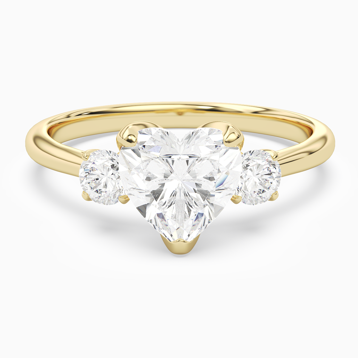 Heart Pear Three-Stone with Round Sides in 18K Yellow Gold main white