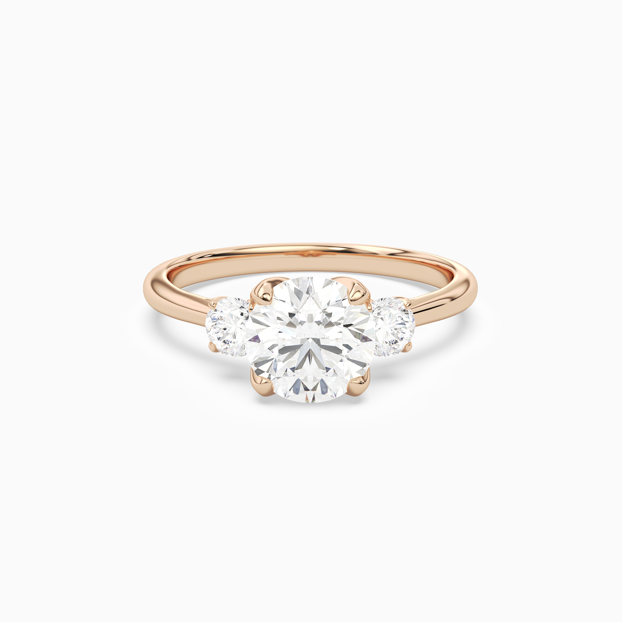 Round Pear Three-Stone with Round Sides in 14K Rose Gold main white