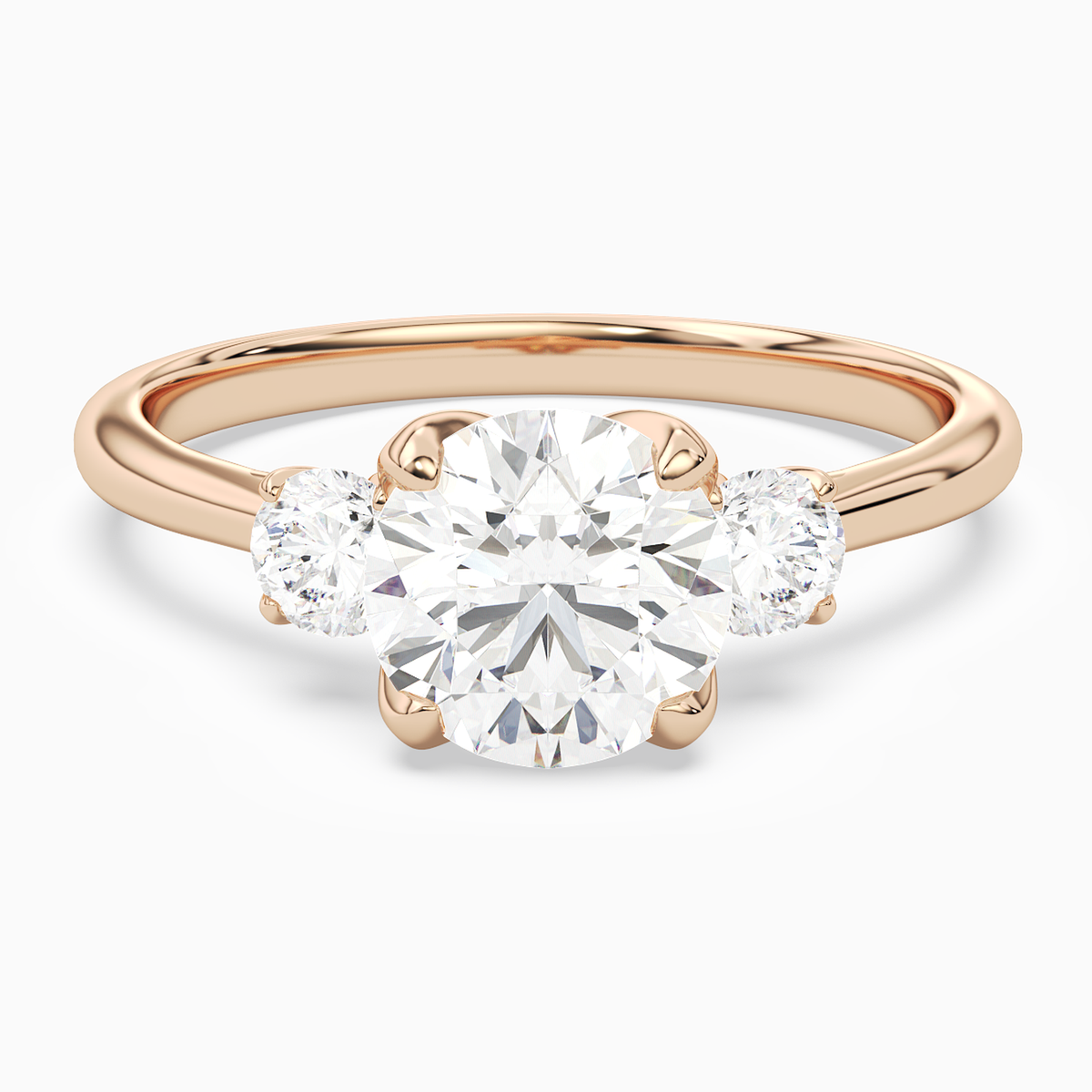 Round Pear Three-Stone with Round Sides in 14K Rose Gold main white