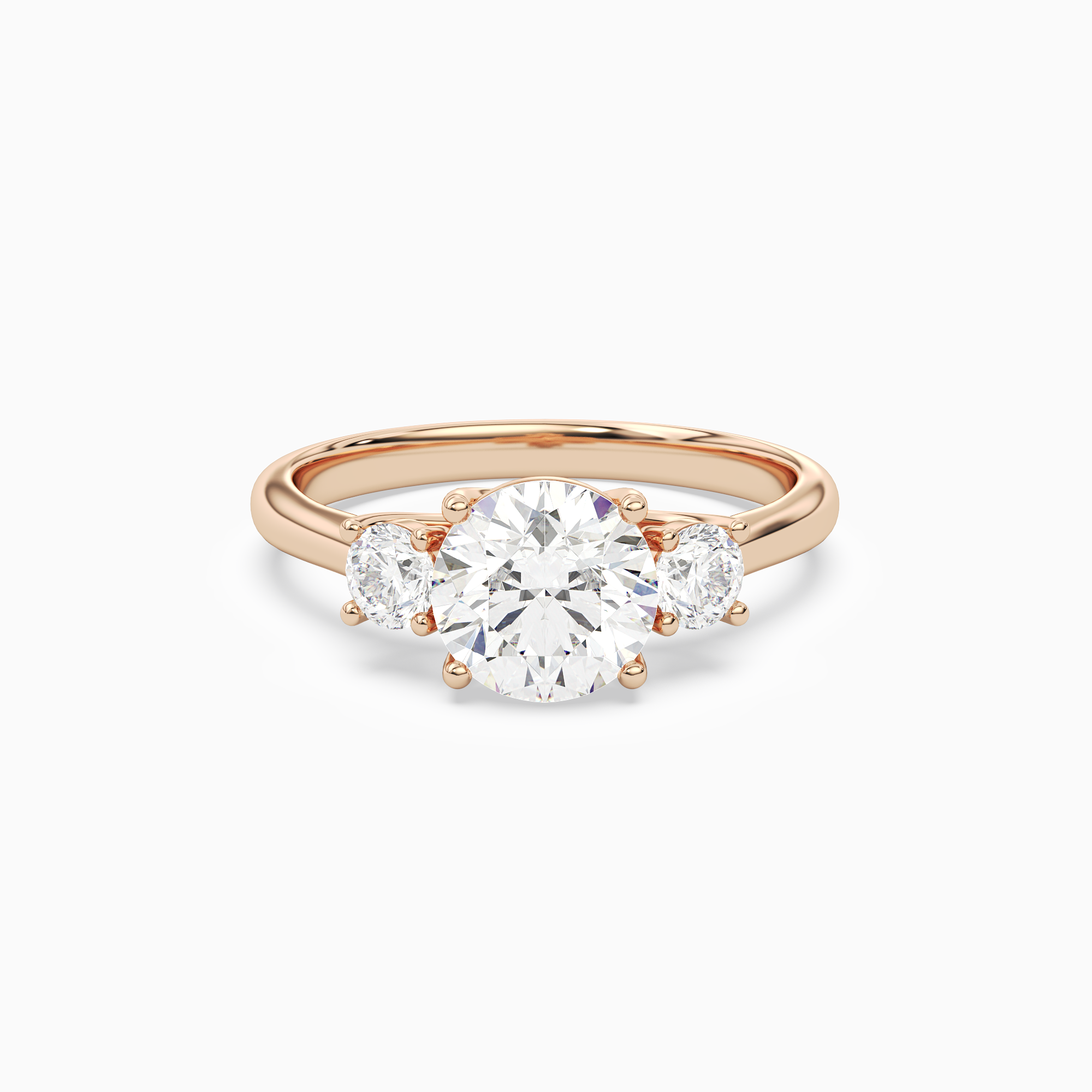 Round Round Three-Stone with Pear Sides in 14K Rose Gold main white