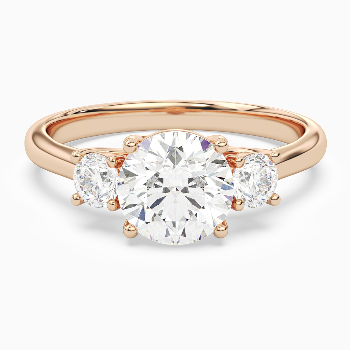 Round Round Three-Stone with Pear Sides in 14K Rose Gold main white