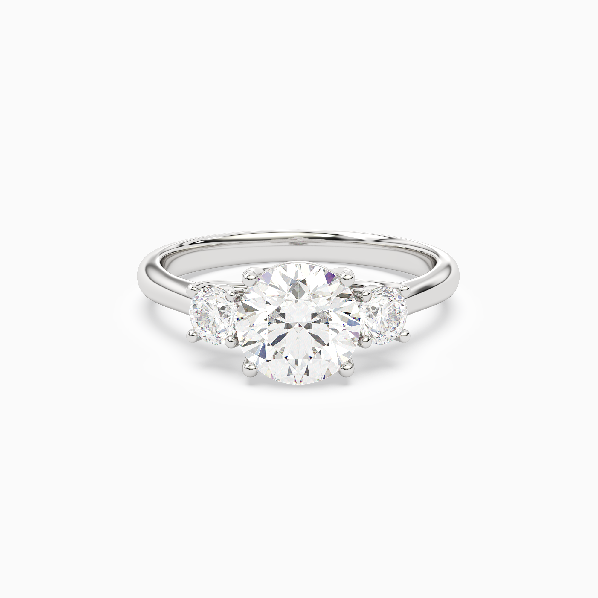 Round Round Three-Stone with Pear Sides in 14K White Gold main white