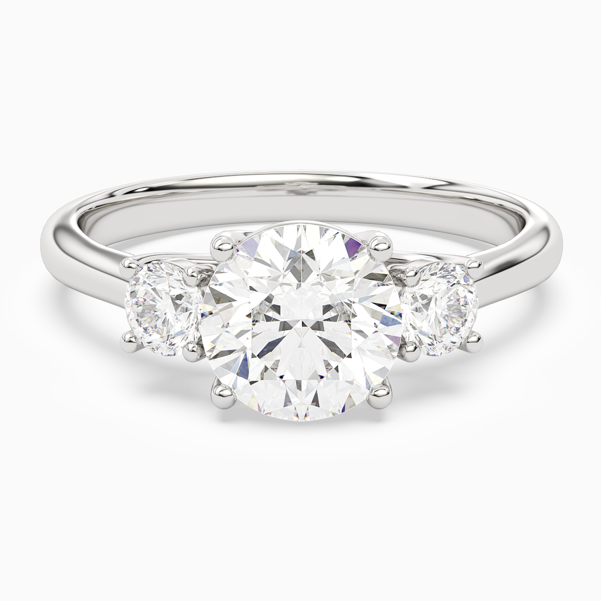 Round Round Three-Stone with Pear Sides in 14K White Gold main white