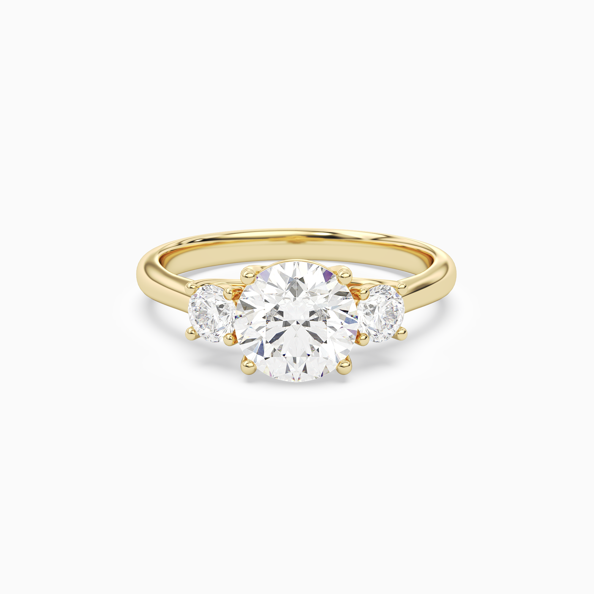 Round Round Three-Stone with Pear Sides in 14K Yellow Gold main white