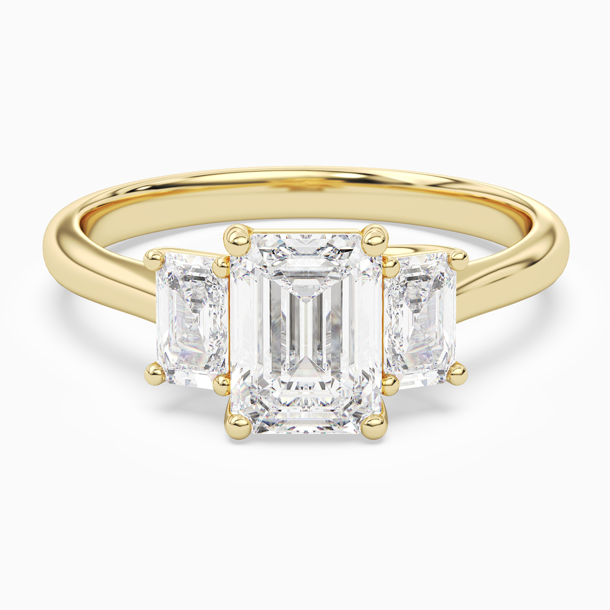 Emerald Emerald Three-Stone with Step-Cut Sides in 14K Yellow Gold main white