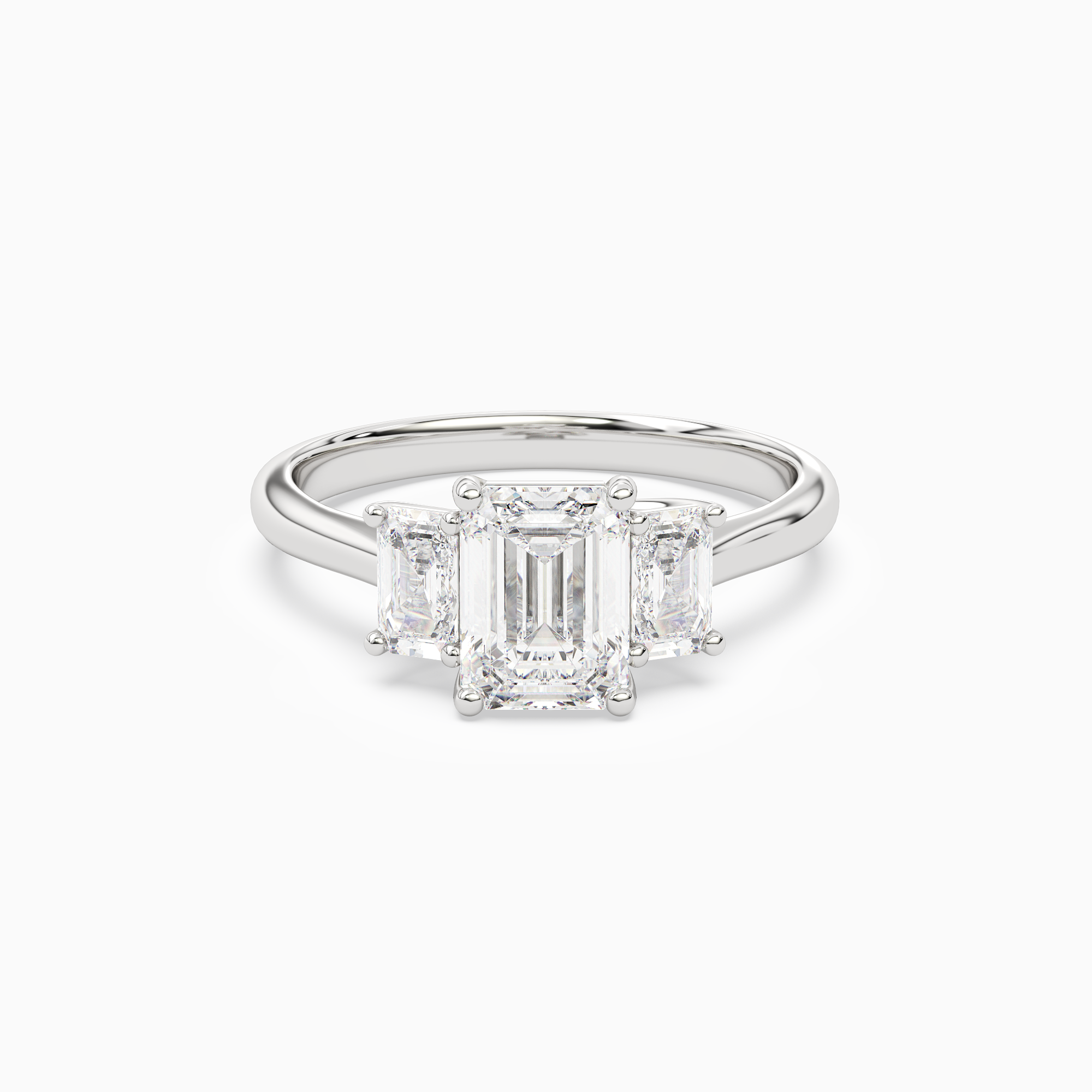 Emerald Emerald Three-Stone with Step-Cut Sides in Platinum main white