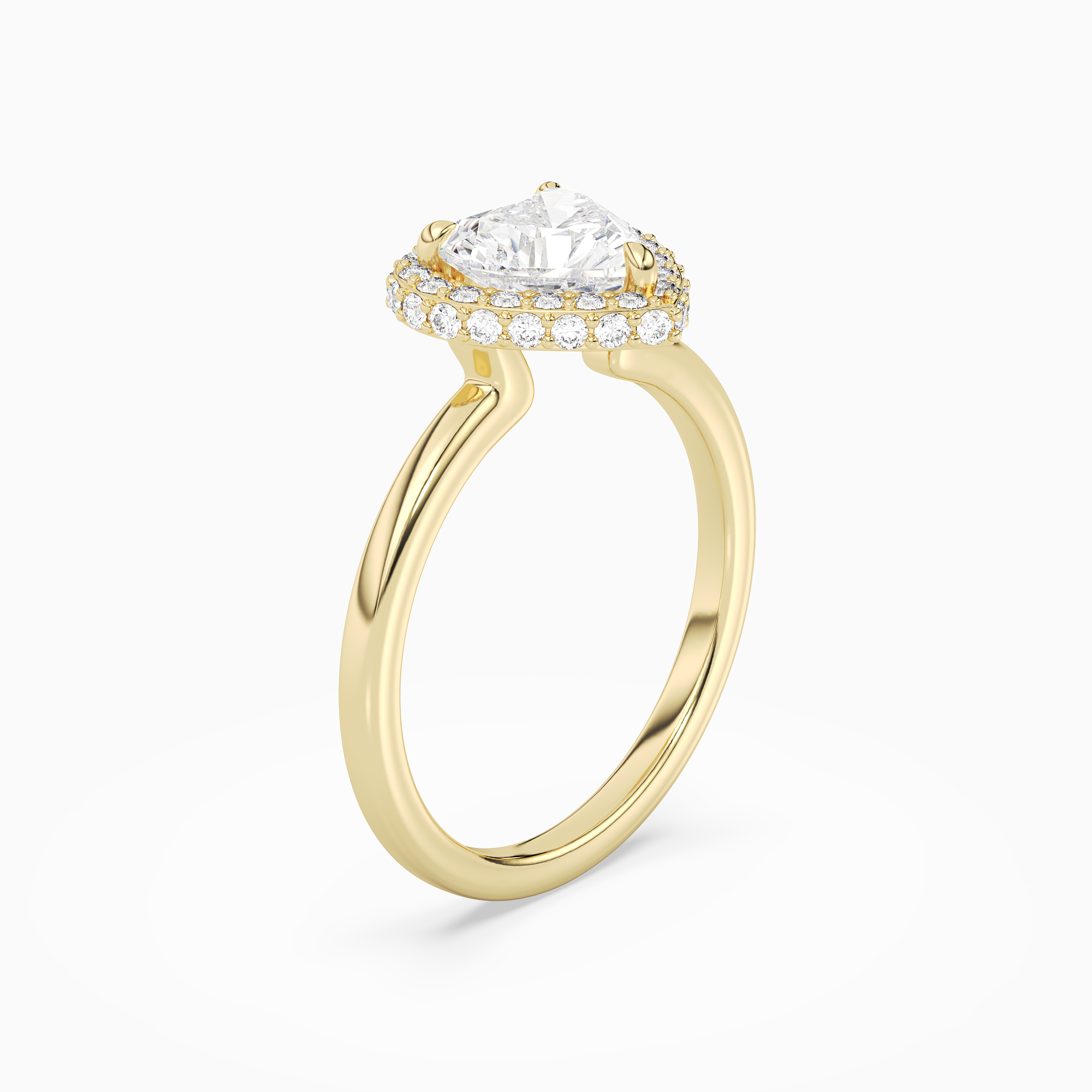 Heart Compact Halo in 18K Yellow Gold angled