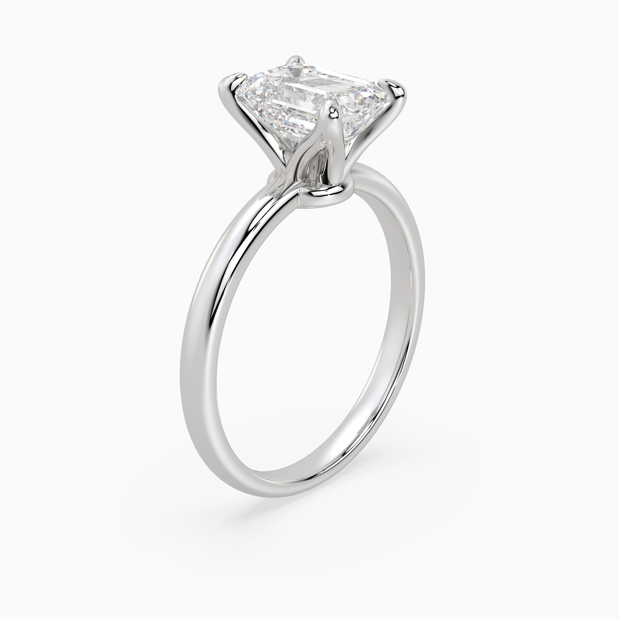 Emerald Petite Classic Solitaire in 14K White Gold angled