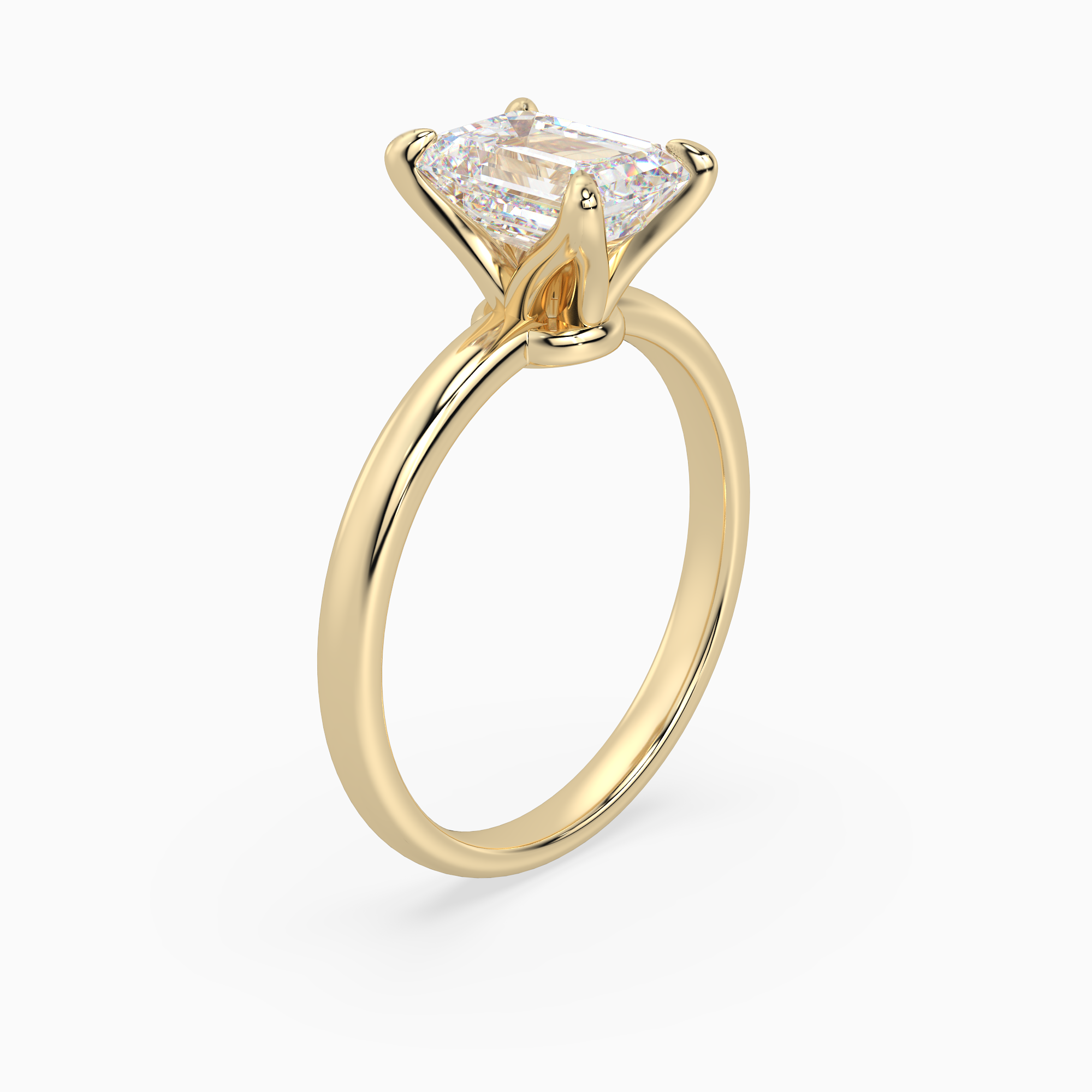 Emerald Petite Classic Solitaire in 14K Yellow Gold angled