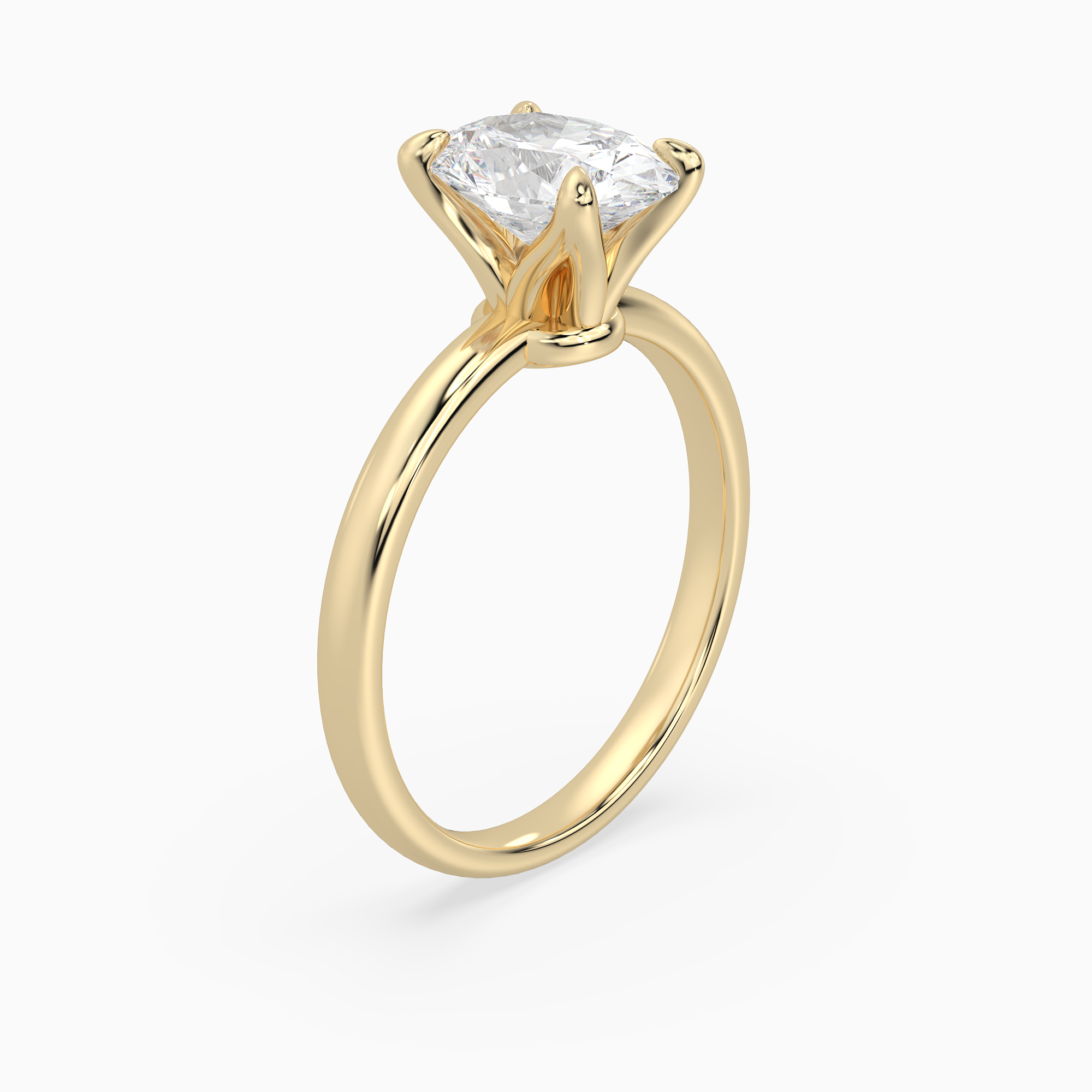 Oval Petite Classic Solitaire in 18K Yellow Gold angled