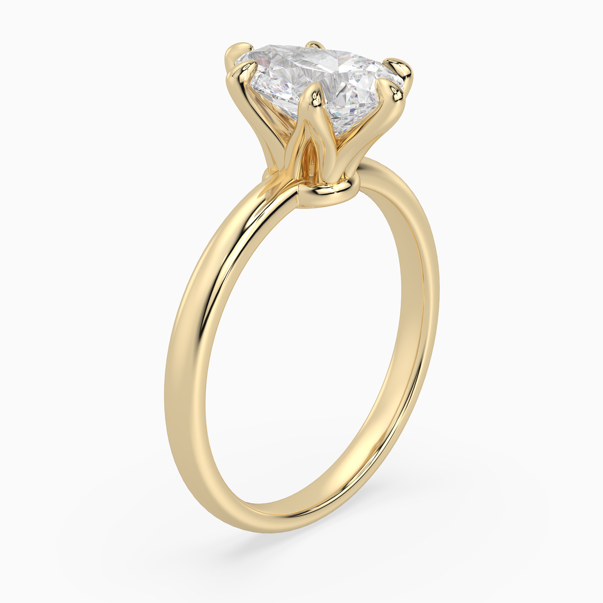 Pear Petite Classic Solitaire in 18K Yellow Gold angled
