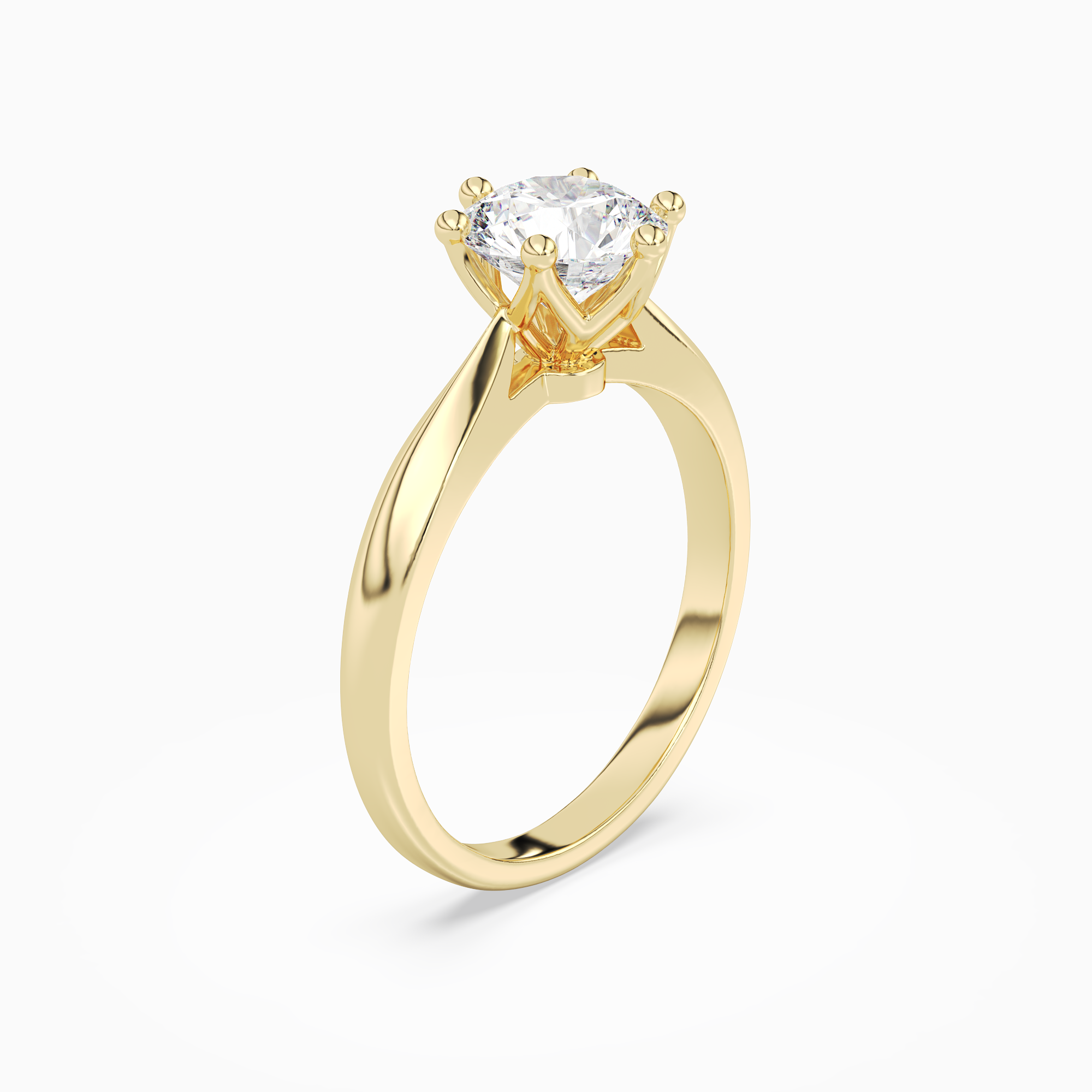 Round Classic Knife-Edge Solitaire in 14K Yellow Gold angled