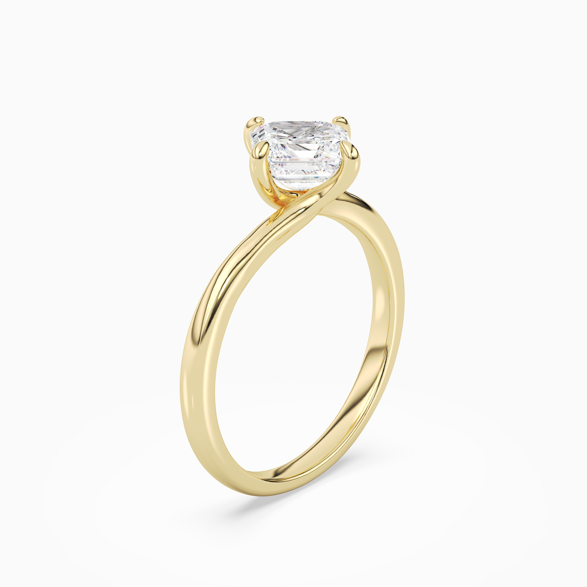 Asscher Bypass Solitaire in 18K Yellow Gold angled