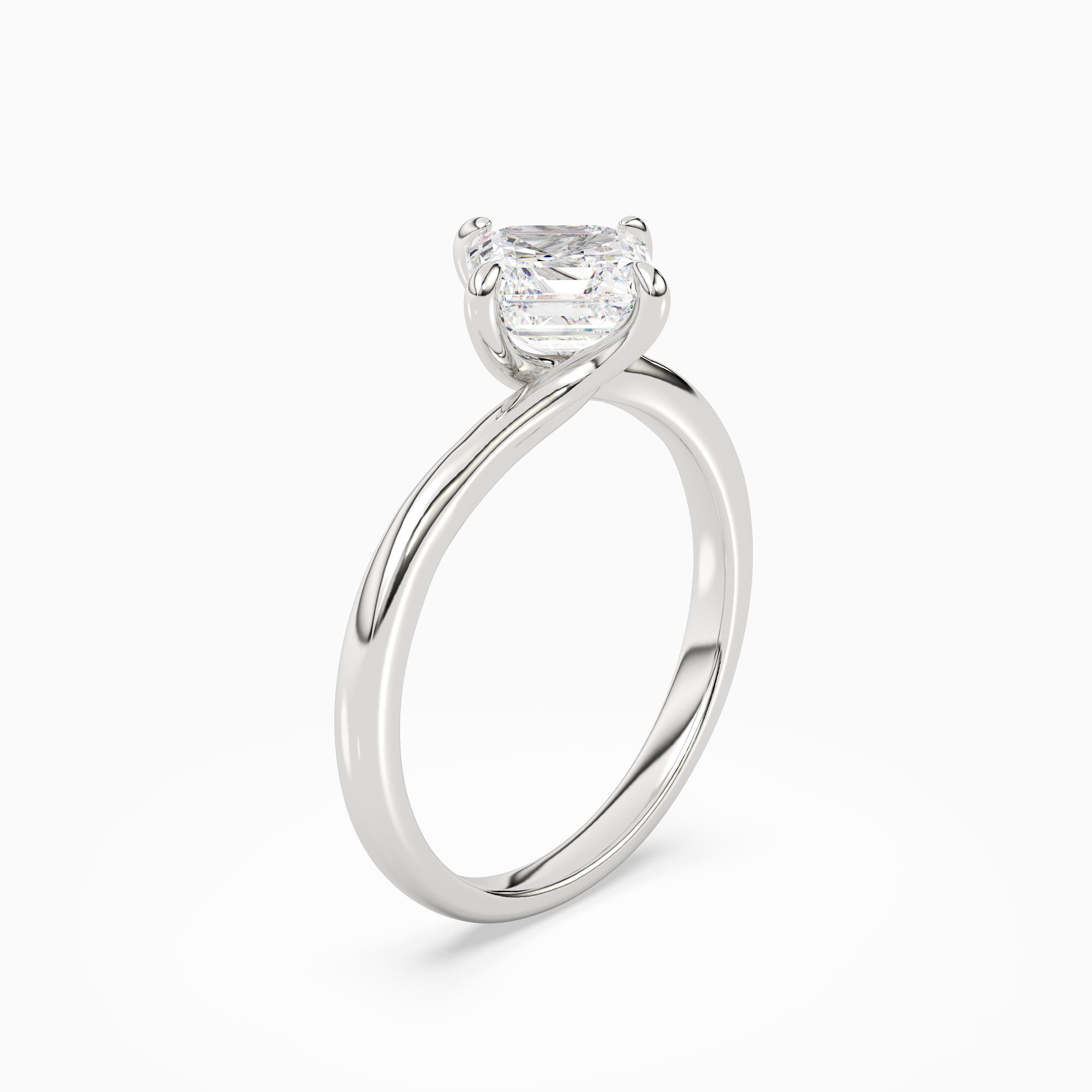 Asscher Bypass Solitaire in Platinum angled