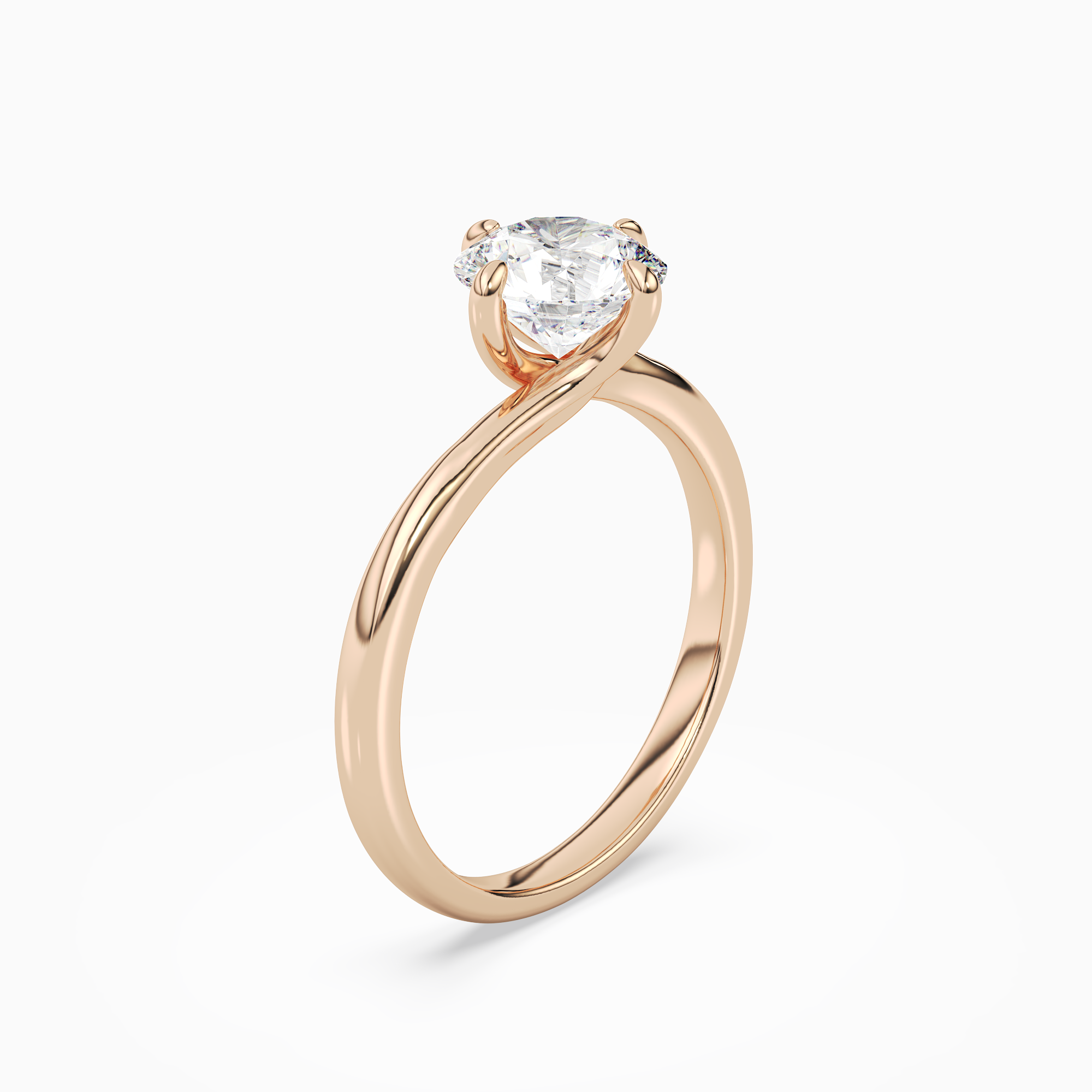 Round Bypass Solitaire in 14K Rose Gold angled