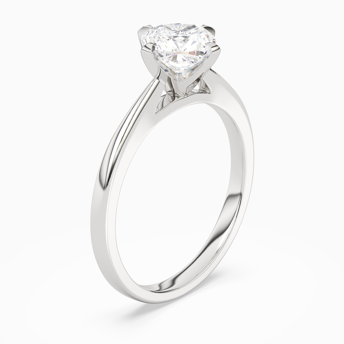 Cushion Petal Head Solitaire in Platinum angled