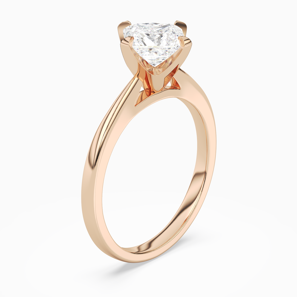 Princess Petal Head Solitaire in 14K Rose Gold angled