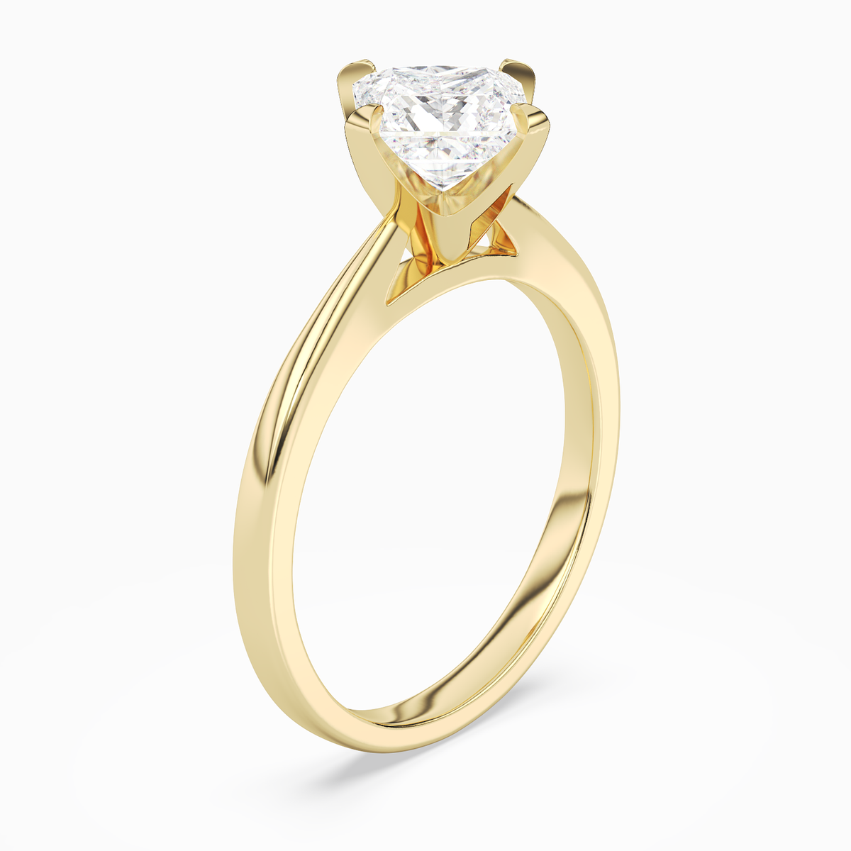 Princess Petal Head Solitaire in 14K Yellow Gold angled