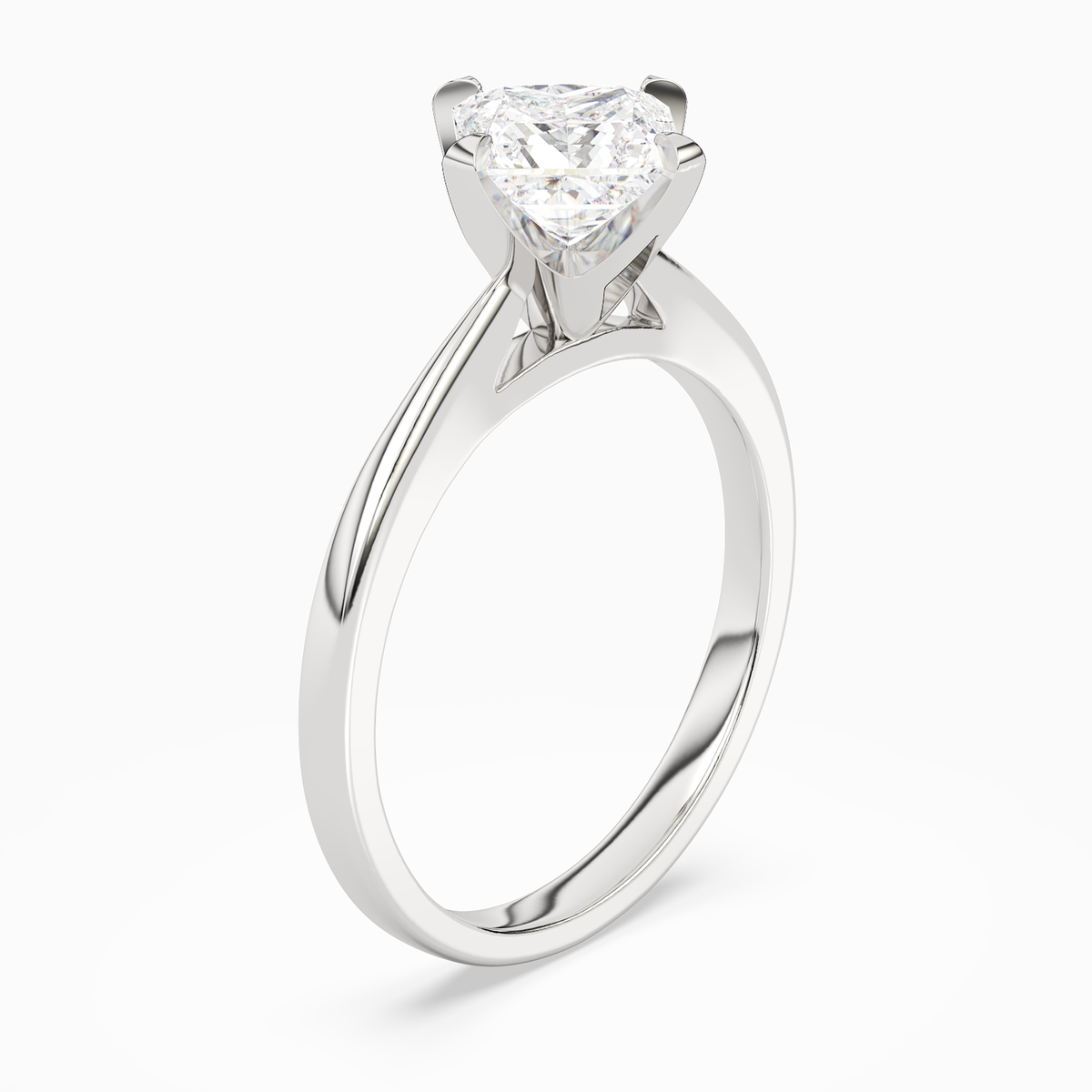 Princess Petal Head Solitaire in Platinum angled