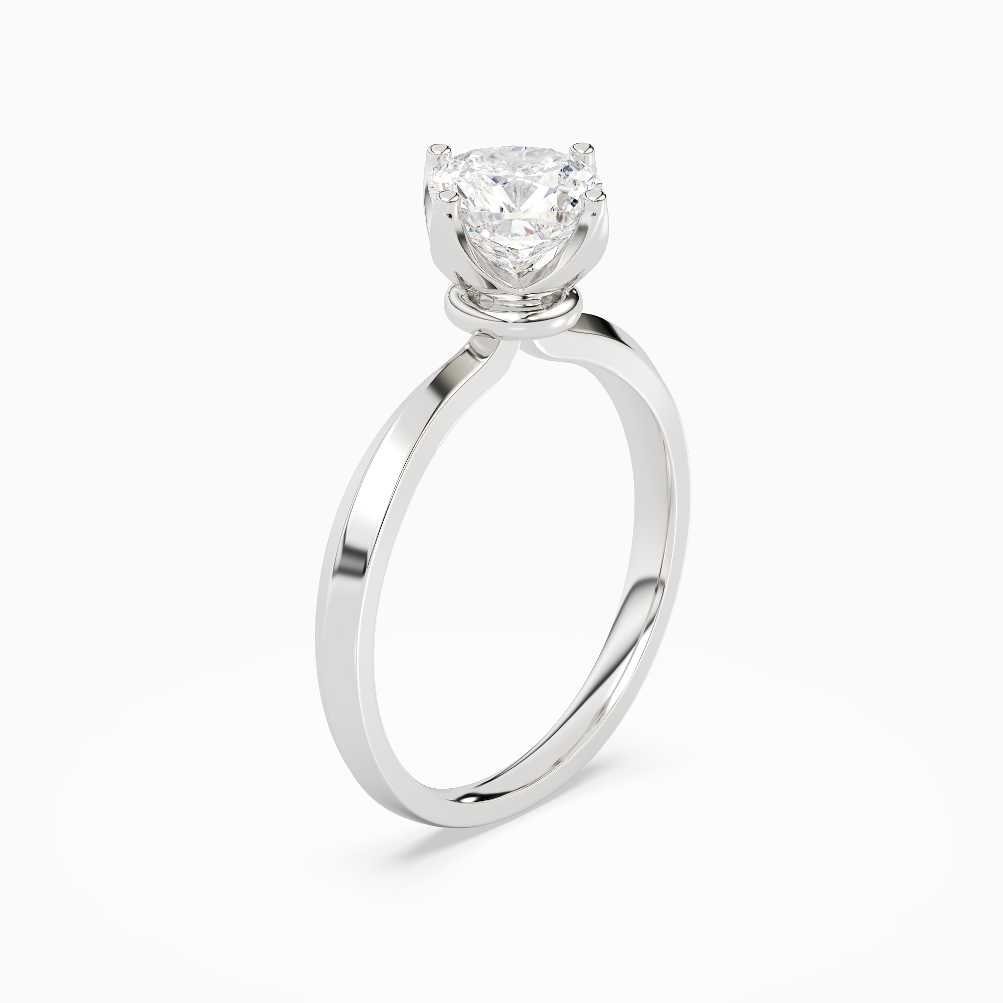 Cushion Solitaire in 14K White Gold angled